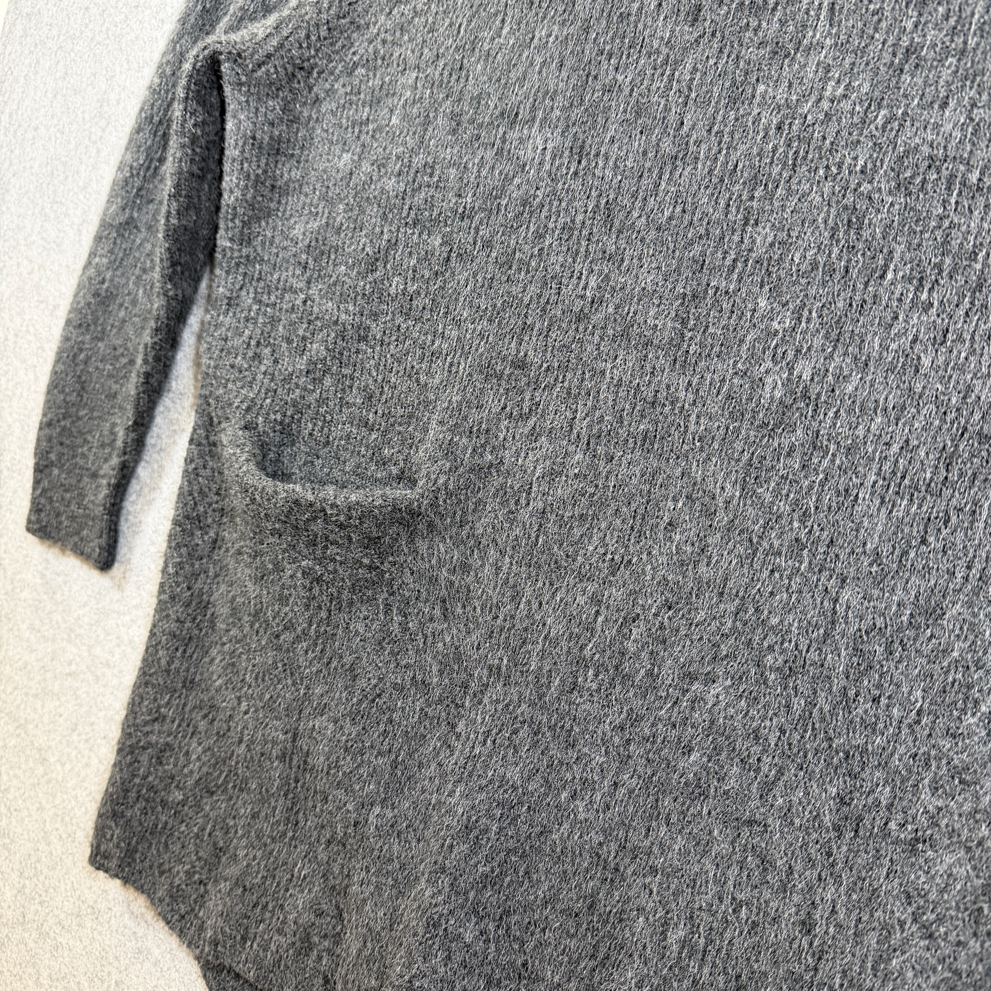Veveret Wool Blend Sweater Womens M Charcoal Gray Hi Lo Hem Pockets 3/4 Sleeve thumbnail 10