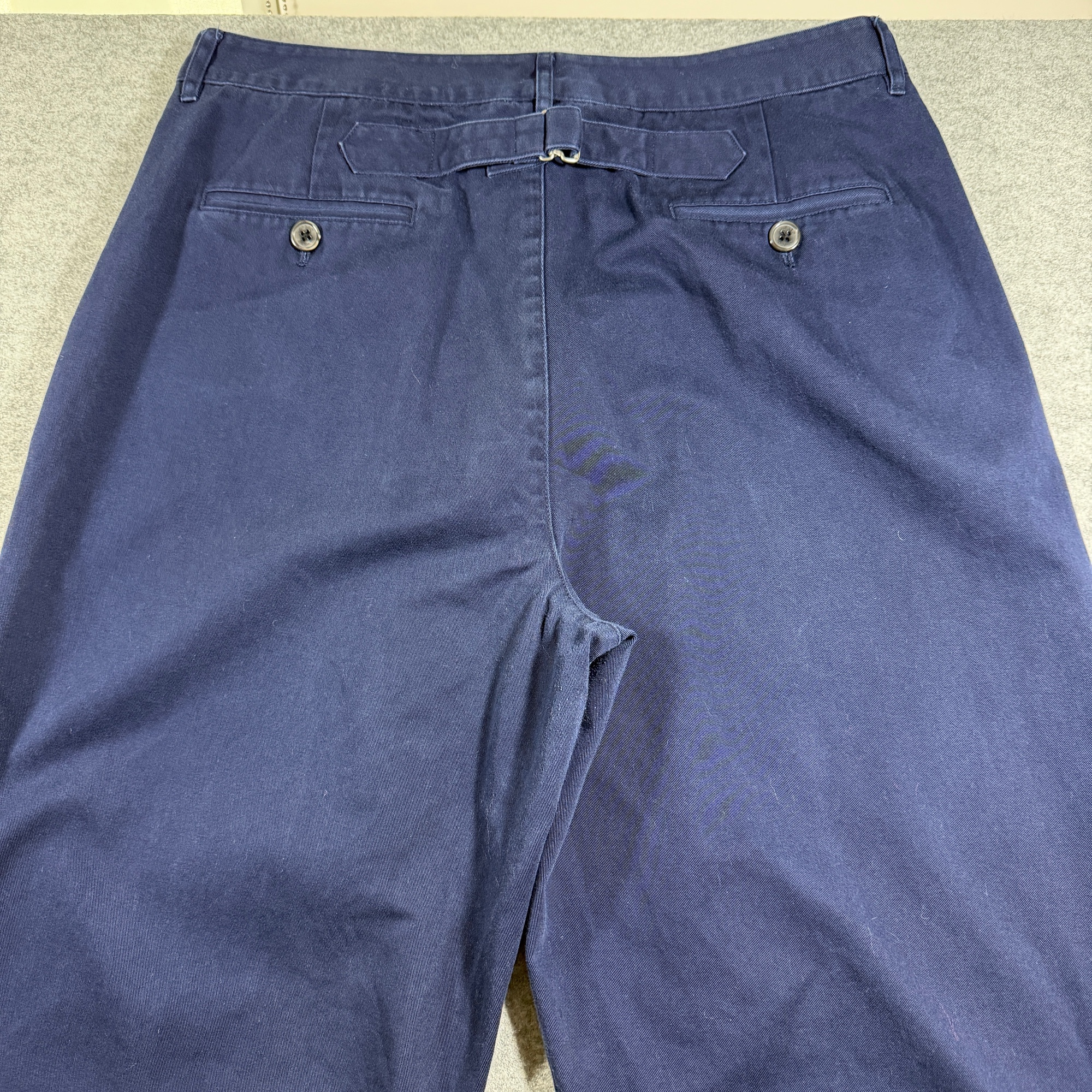 Vintage Ralph Lauren Pants Womens 14 Navy Wide Leg Cotton Cinch Back Adjustable thumbnail 4