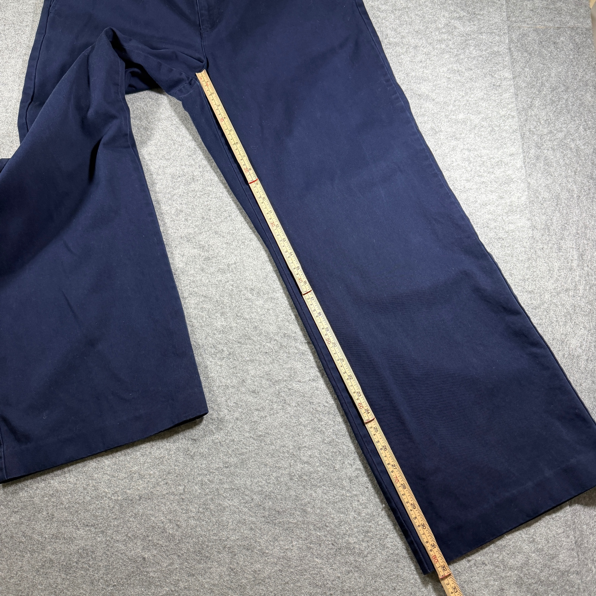 Vintage Ralph Lauren Pants Womens 14 Navy Wide Leg Cotton Cinch Back Adjustable thumbnail 6