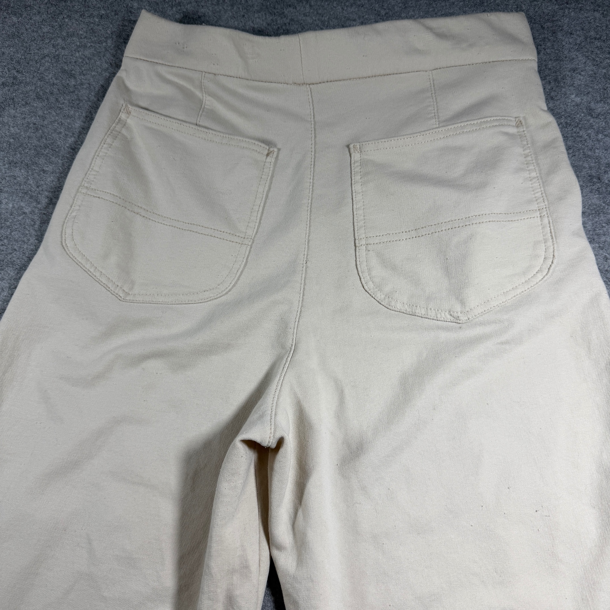 Lee Sweatpants Womens M Beige Wide Leg Bell Bottom Elastic Waist Pintuck Cotton thumbnail 3