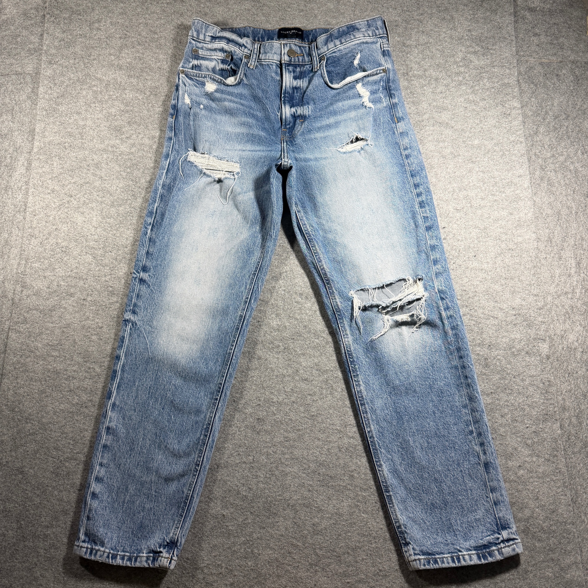 Lucky Brand Jeans Womens 6 28 Light Blue Distressed Ripped Knee Mid Rise