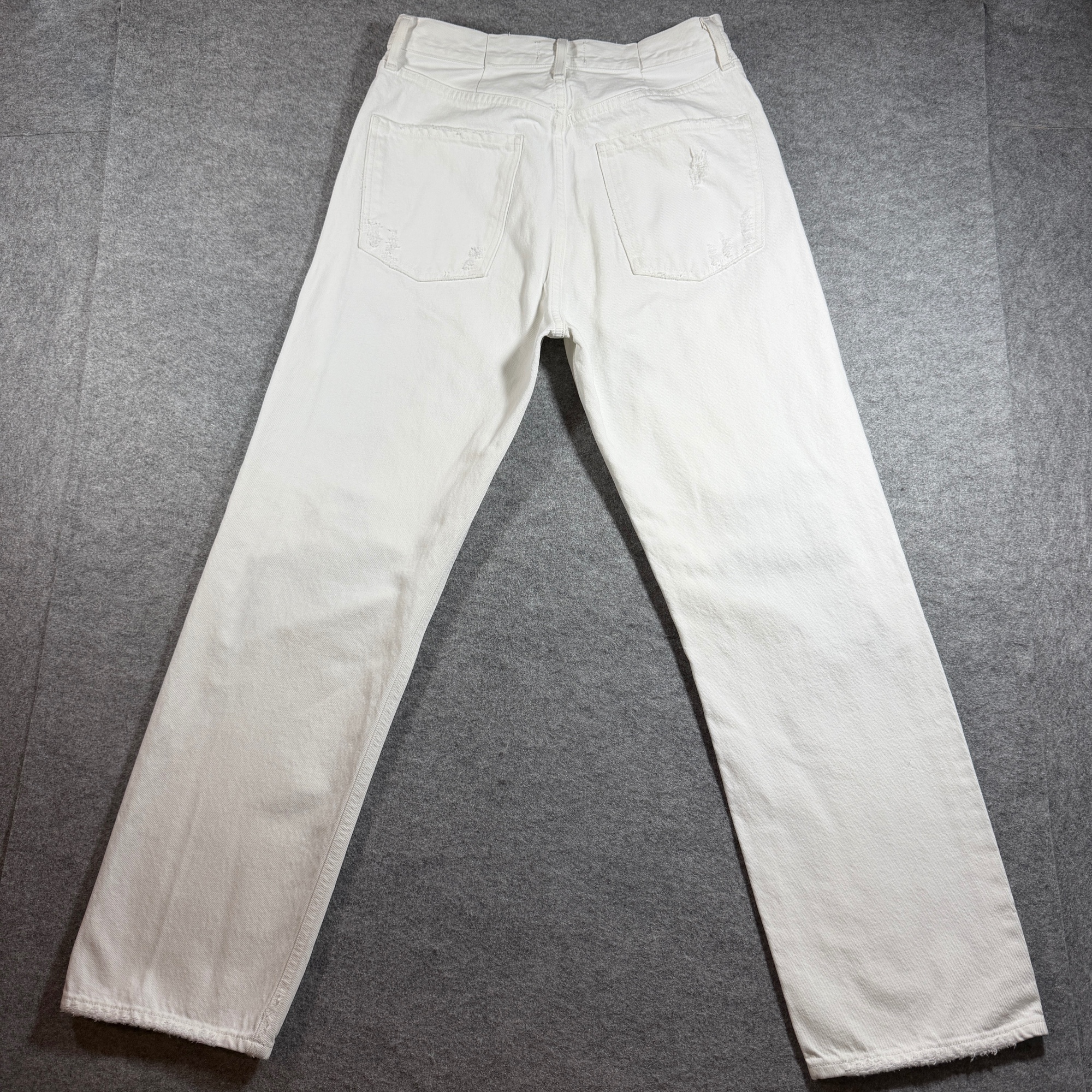 AGOLDE USA Jeans Womens 28 White Distressed High Rise Straight Leg Ripped Knee thumbnail 2