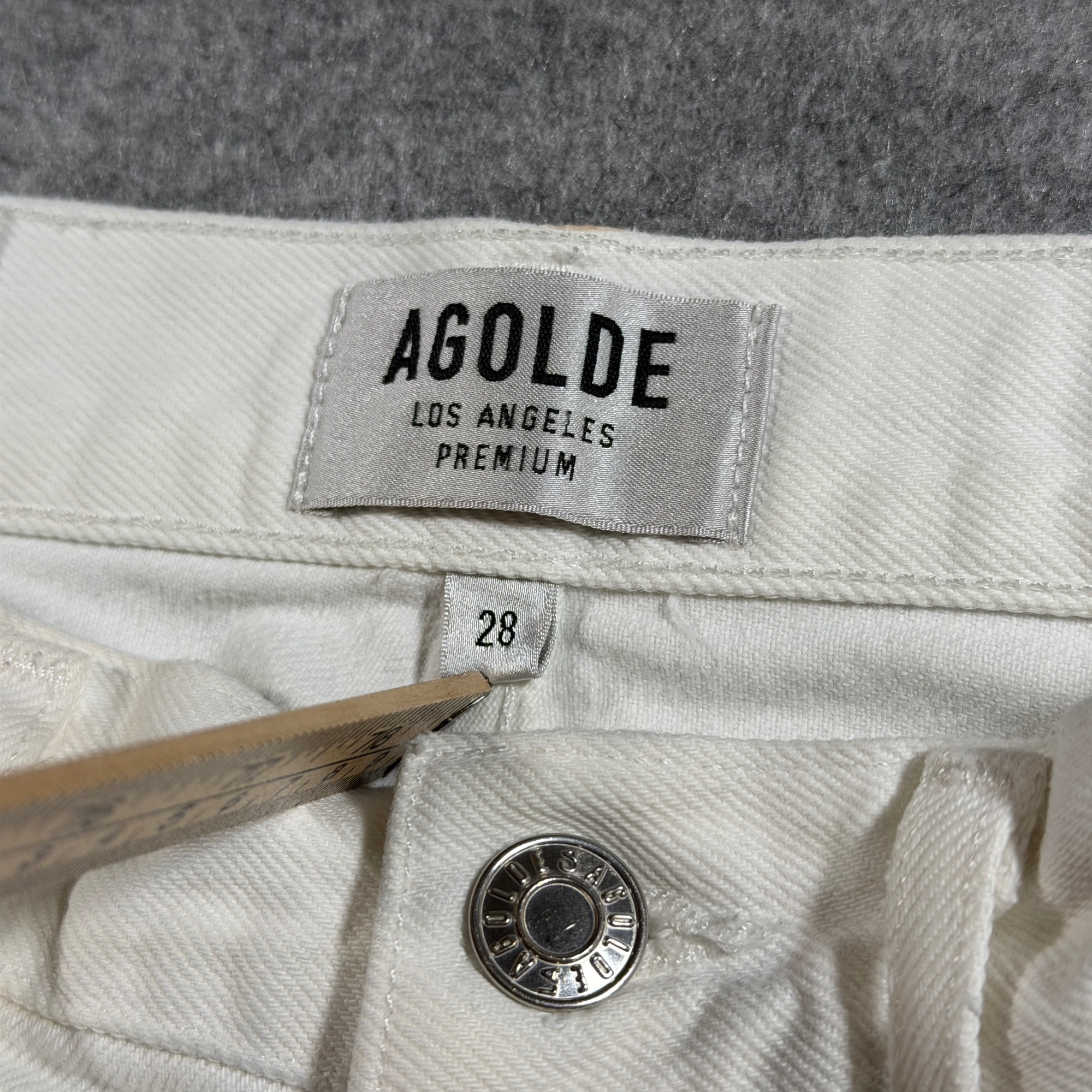 AGOLDE USA Jeans Womens 28 White Distressed High Rise Straight Leg Ripped Knee thumbnail 3
