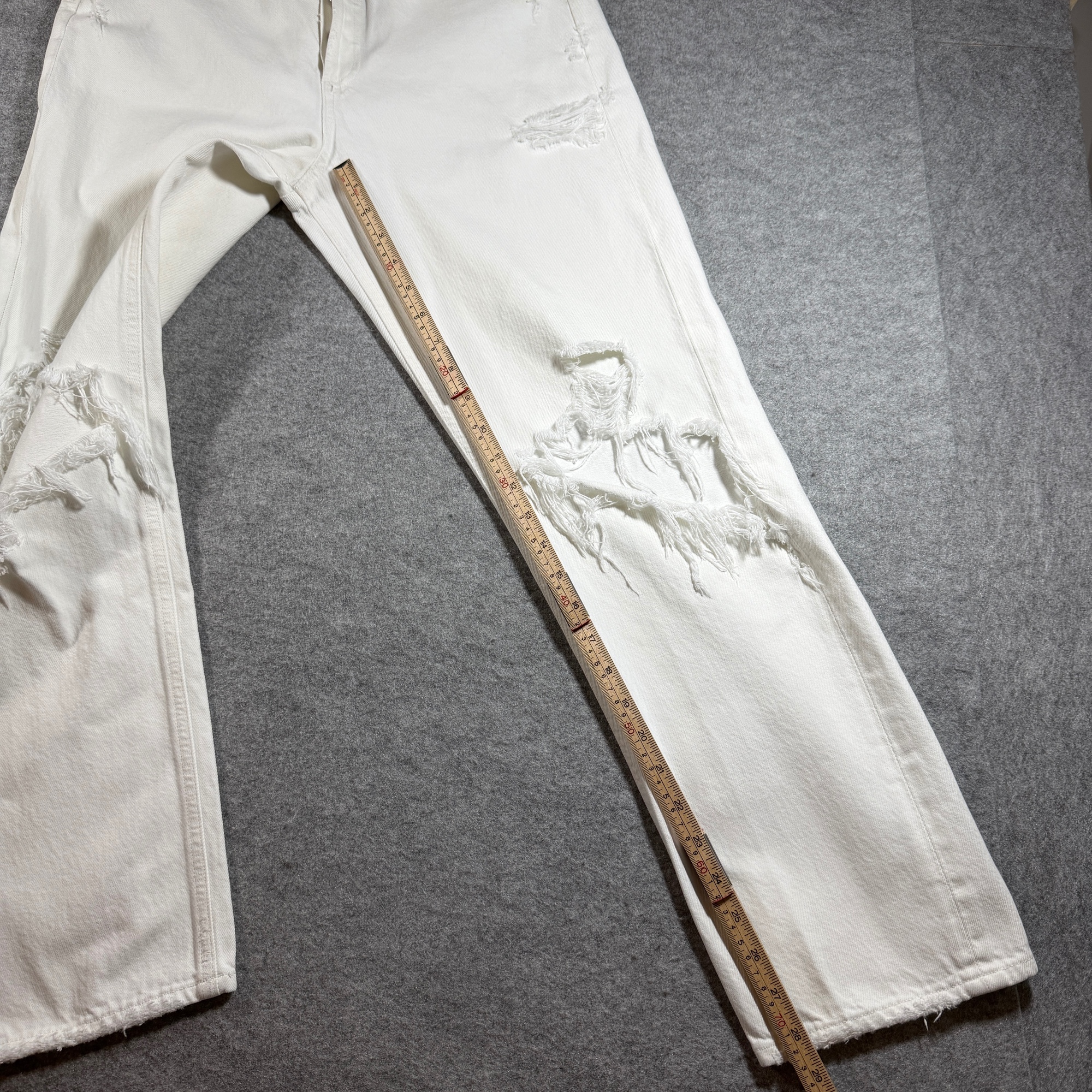 AGOLDE USA Jeans Womens 28 White Distressed High Rise Straight Leg Ripped Knee thumbnail 5