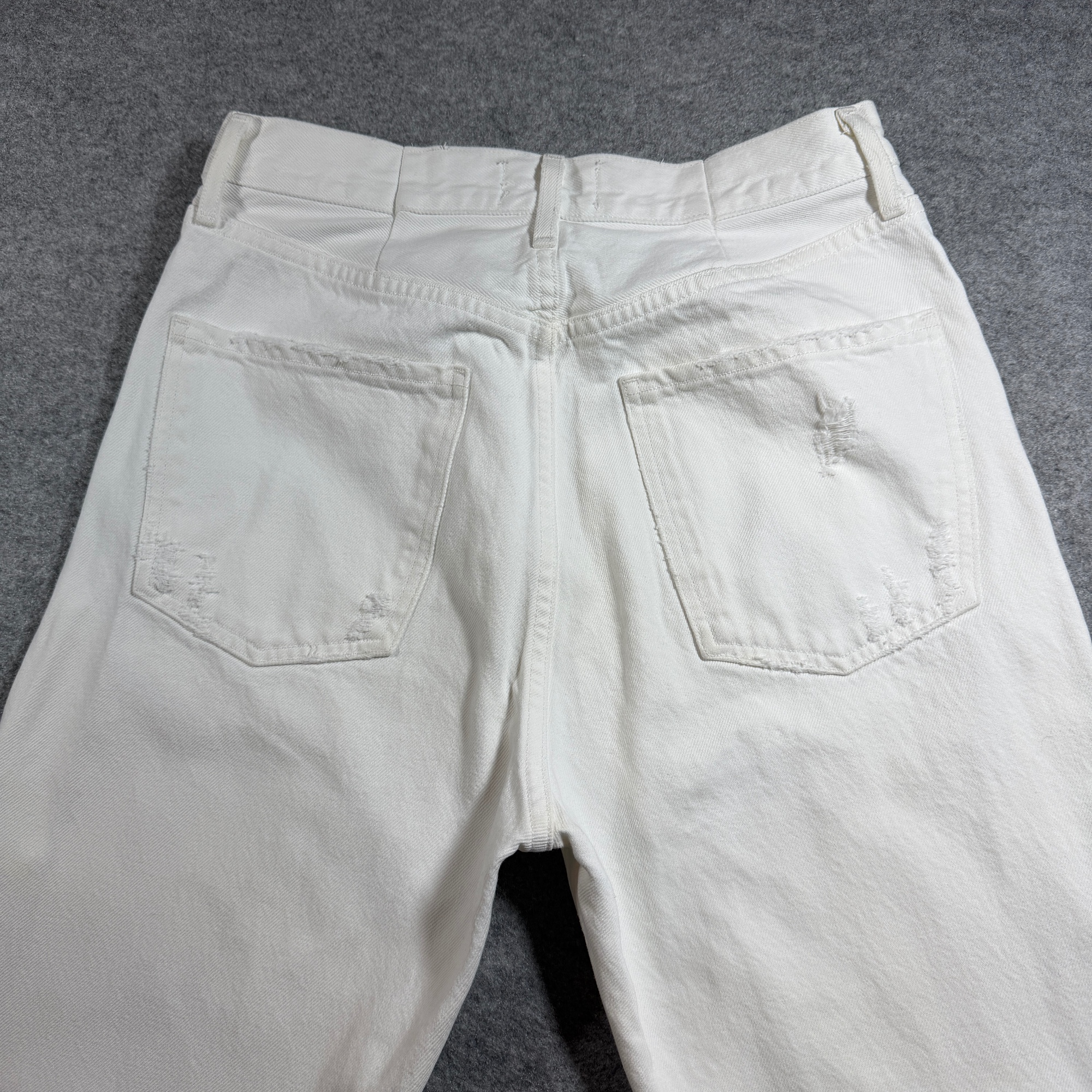 AGOLDE USA Jeans Womens 28 White Distressed High Rise Straight Leg Ripped Knee thumbnail 7