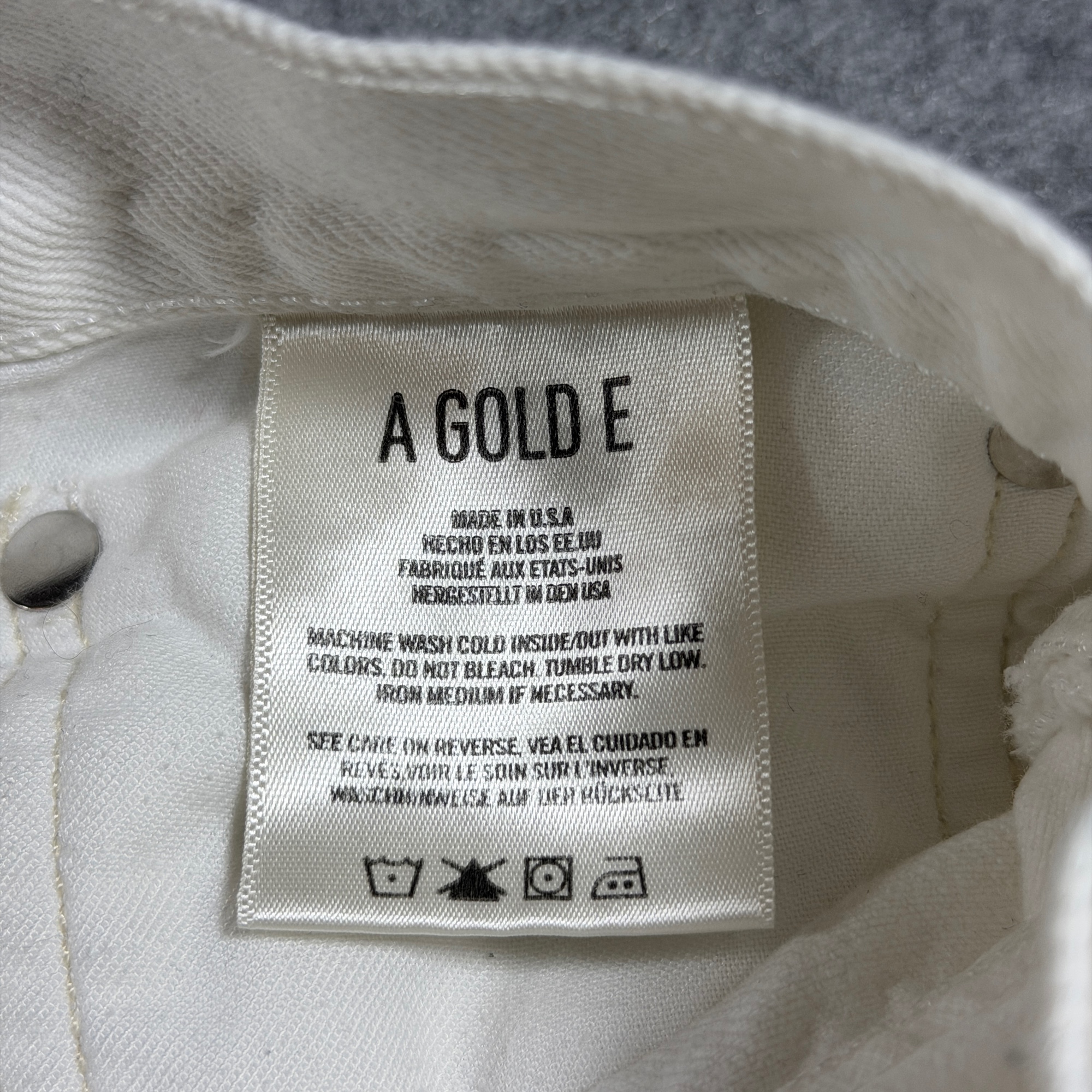 AGOLDE USA Jeans Womens 28 White Distressed High Rise Straight Leg Ripped Knee thumbnail 12