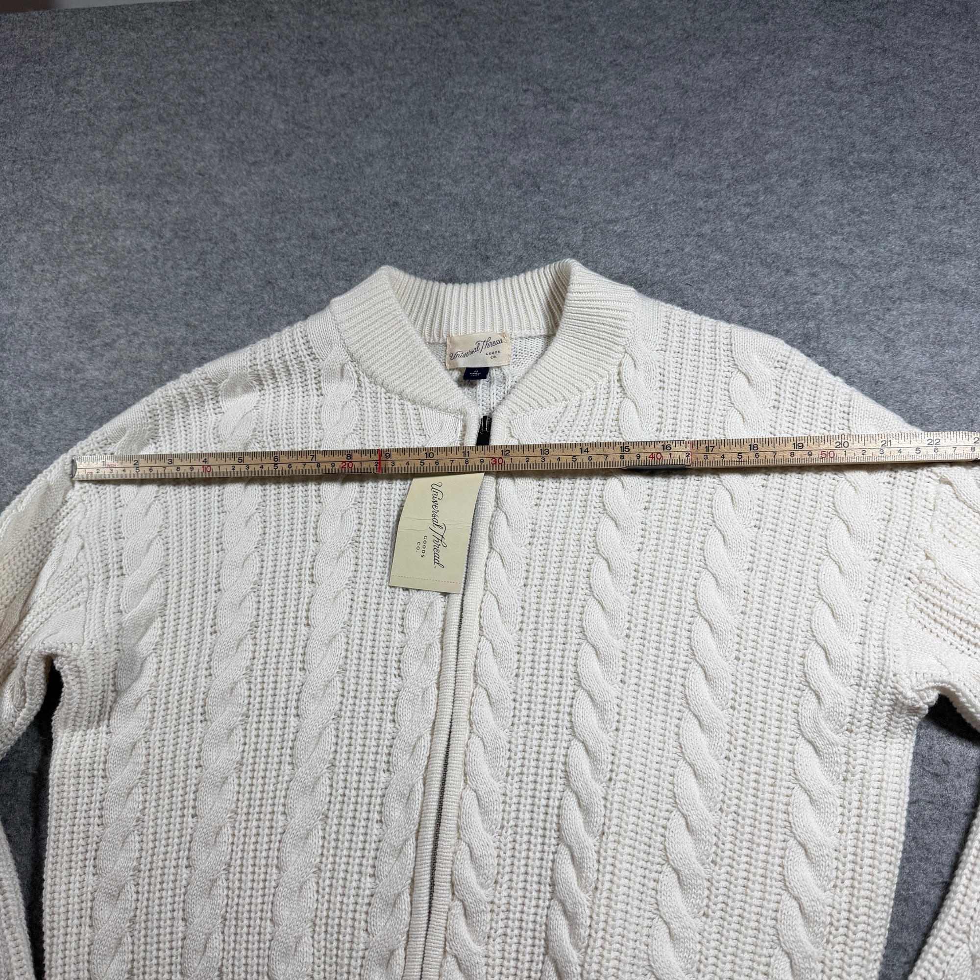 Universal Thread Cable Knit Sweater Womens M Cream NWT Full Zip Soft Cotton thumbnail 8