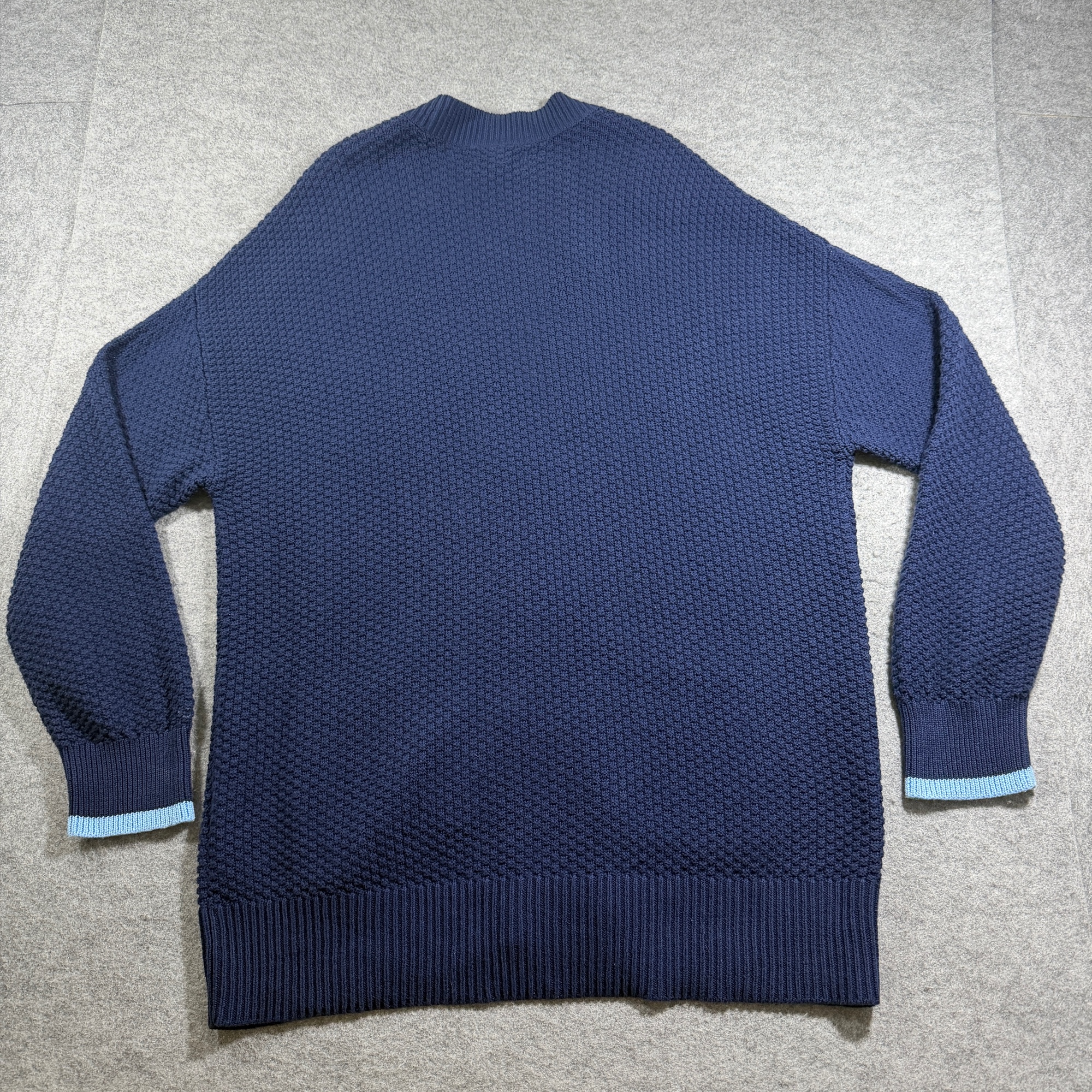 Aerie Cardigan Knit Sweater Womens M Navy Varsity Letterman Cotton Patch NWOT thumbnail 2