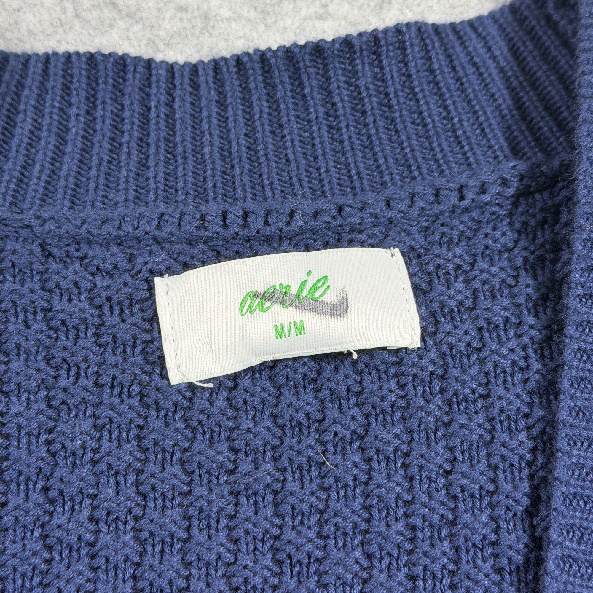 Aerie Cardigan Knit Sweater Womens M Navy Varsity Letterman Cotton Patch NWOT thumbnail 4