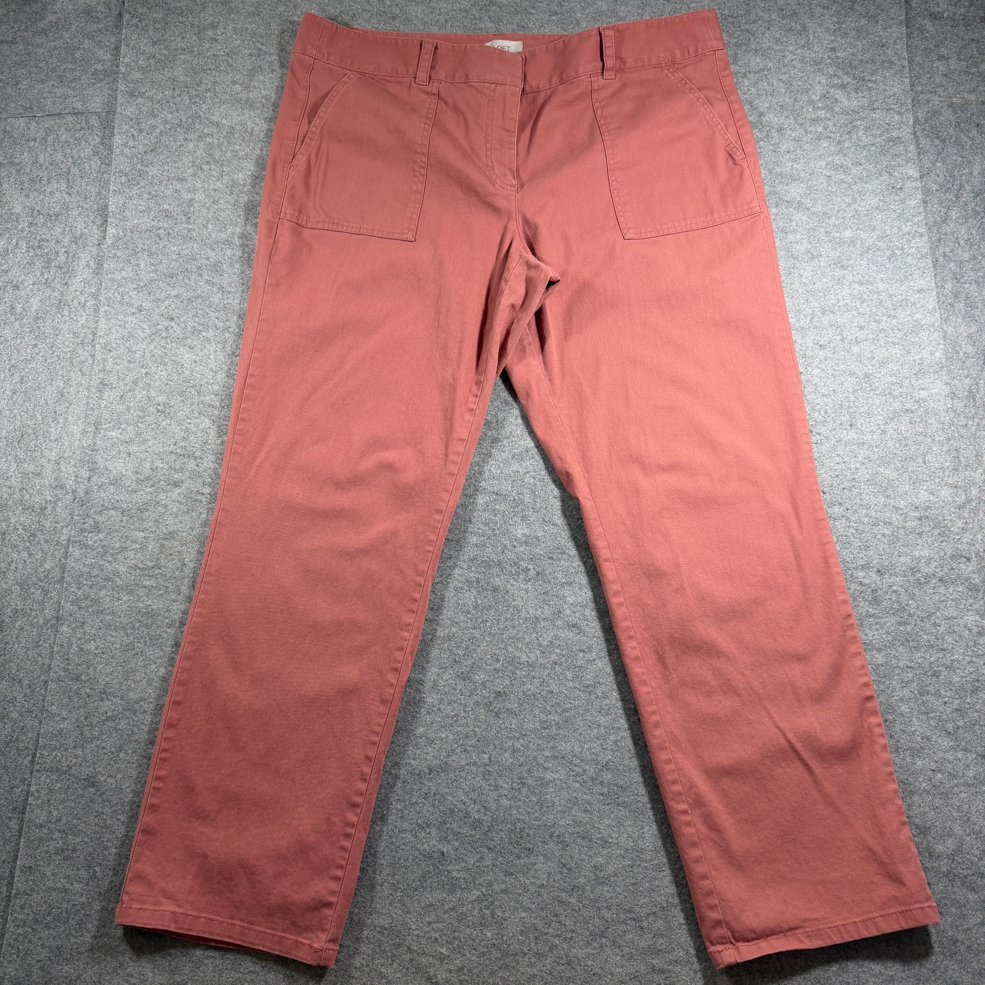 LOFT Straight Leg Pants Womens 16 (38x29) Rust Dusty Rose Cotton Stretch Zip Fly
