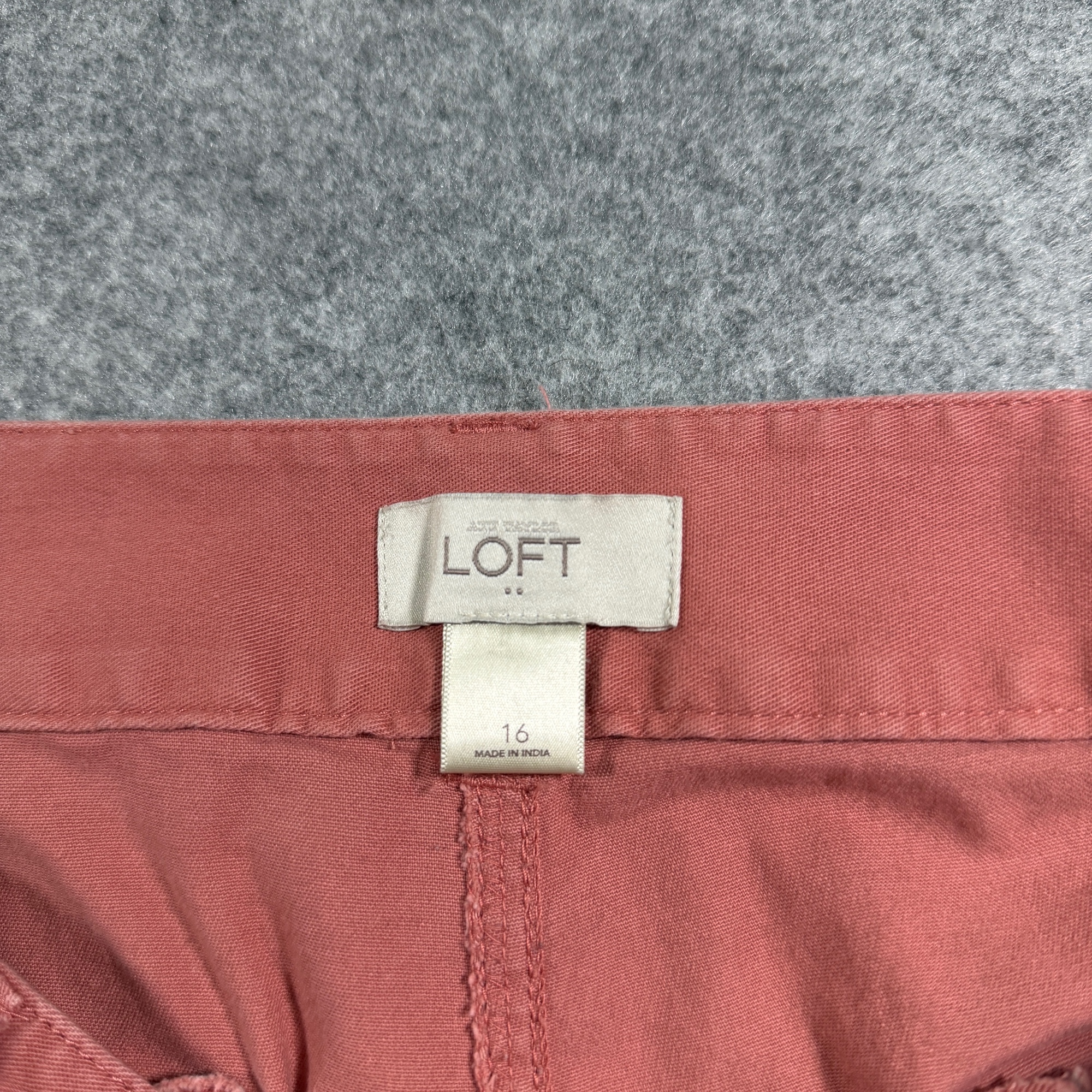 LOFT Straight Leg Pants Womens 16 (38x29) Rust Dusty Rose Cotton Stretch Zip Fly thumbnail 3