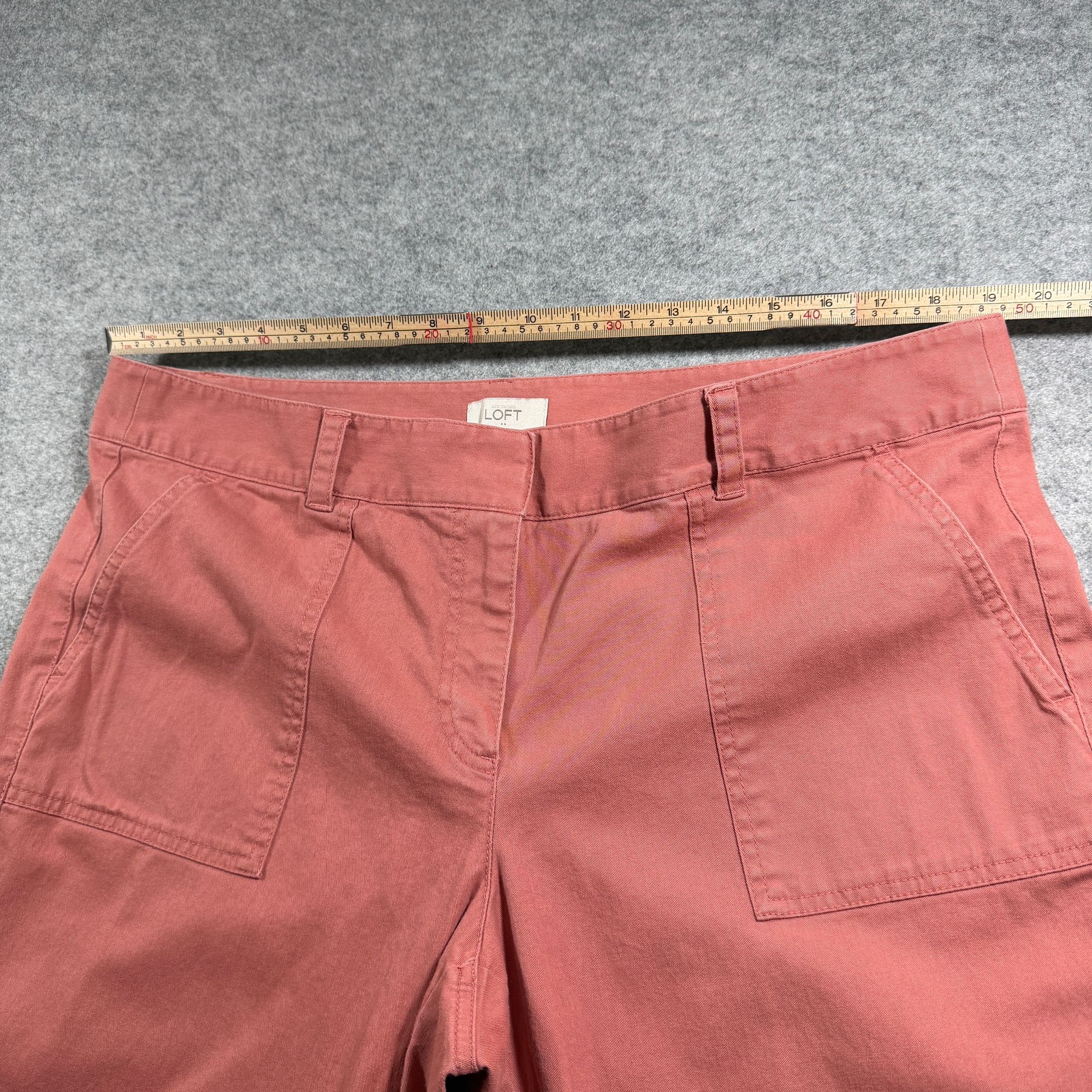 LOFT Straight Leg Pants Womens 16 (38x29) Rust Dusty Rose Cotton Stretch Zip Fly thumbnail 4
