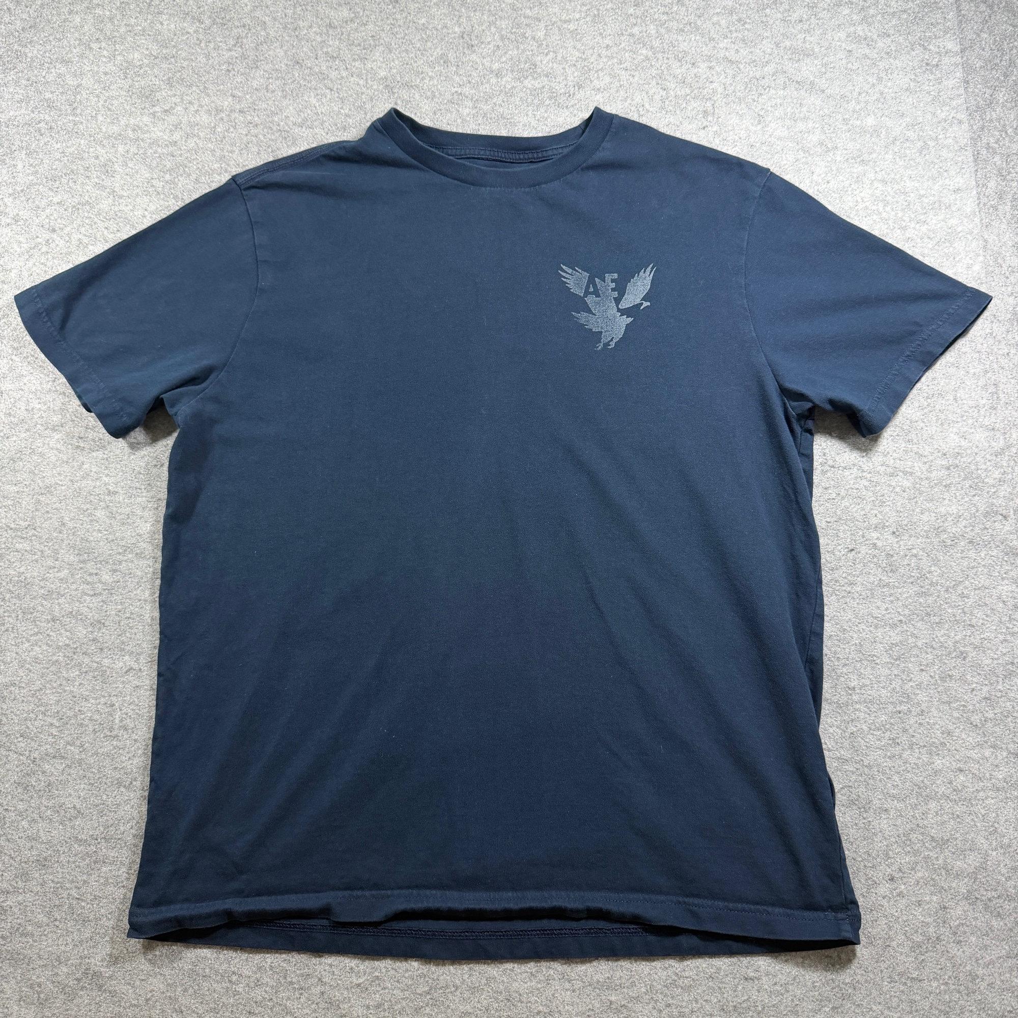 American Eagle Super Soft Tee Mens L Navy Blue Crew Neck Graphic Cotton
