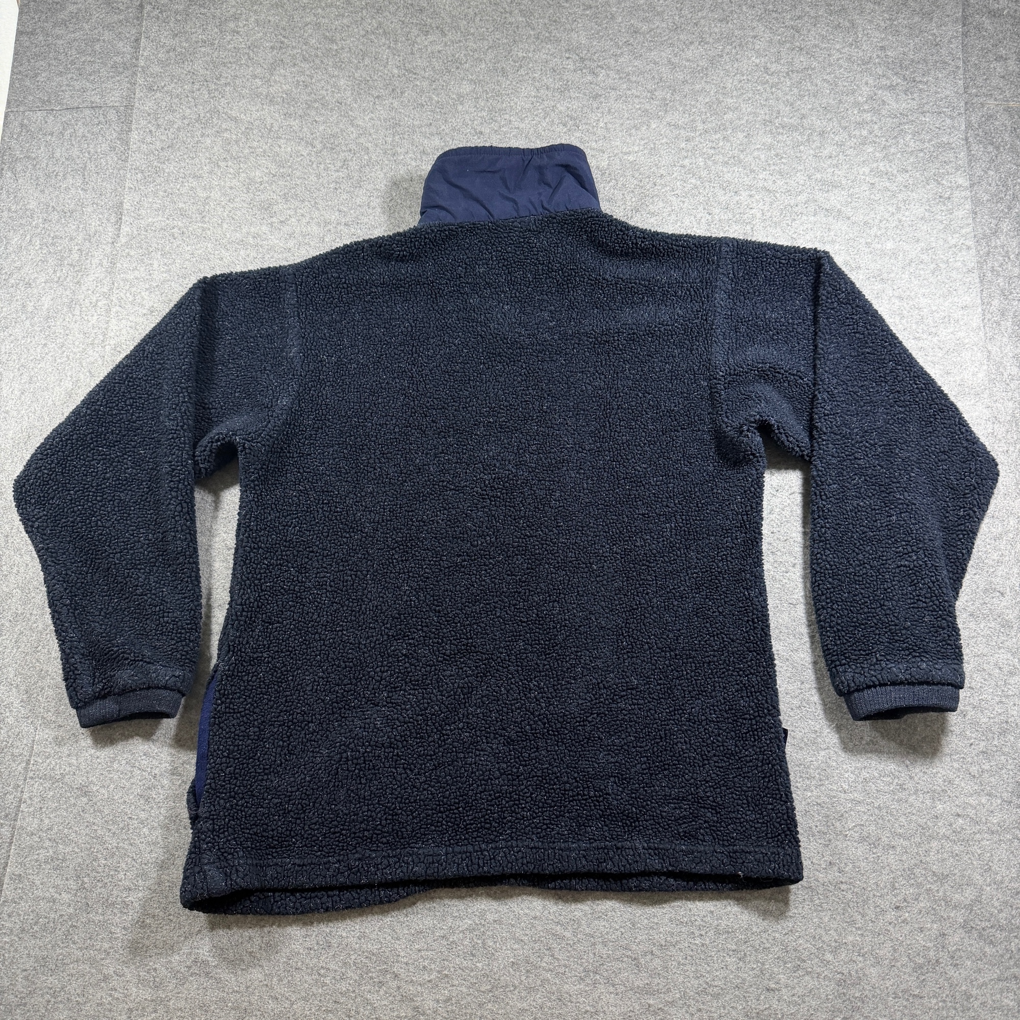 Vintage Columbia Sherpa Fleece Pullover Mens M Navy Quarter Zip Made in USA thumbnail 2