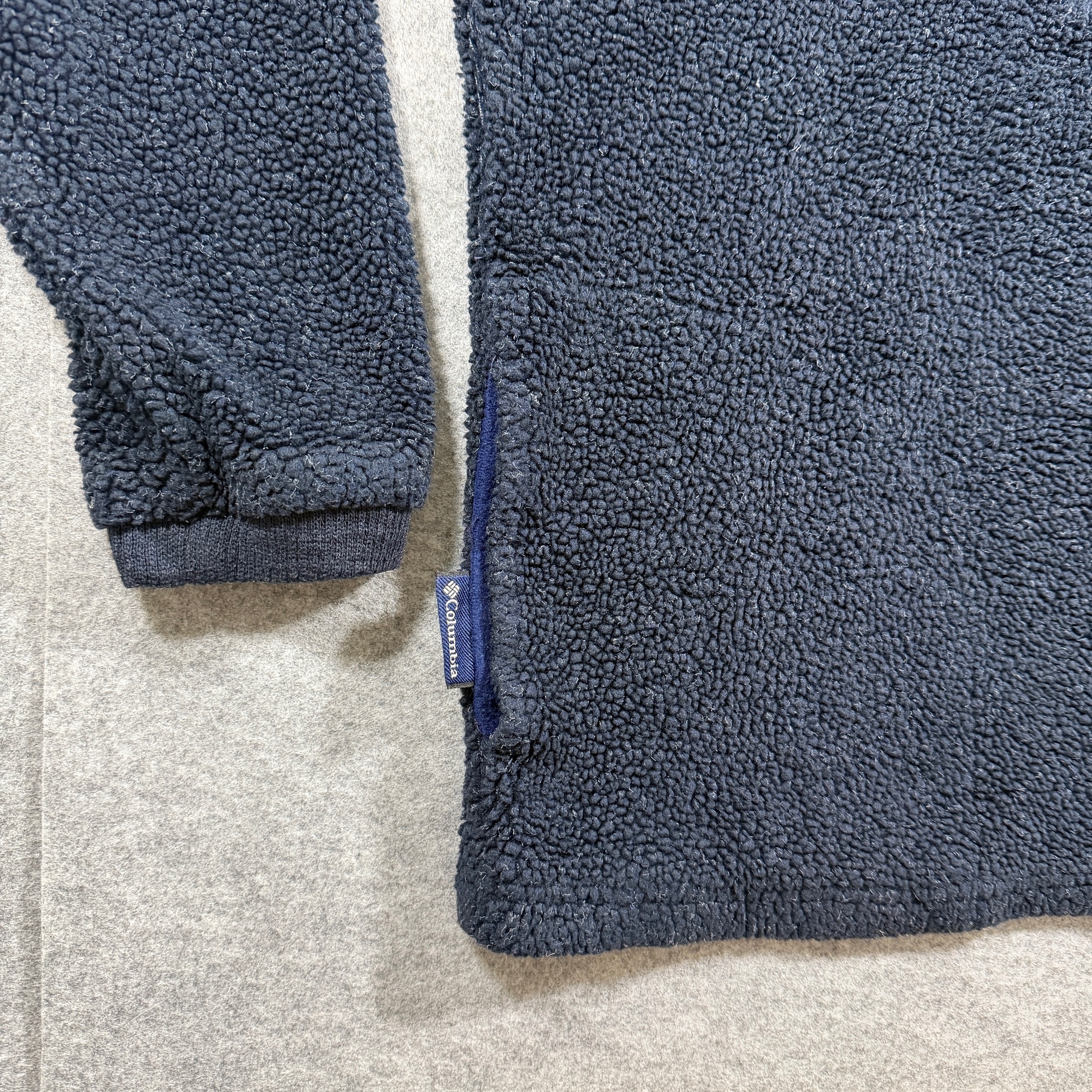 Vintage Columbia Sherpa Fleece Pullover Mens M Navy Quarter Zip Made in USA thumbnail 4