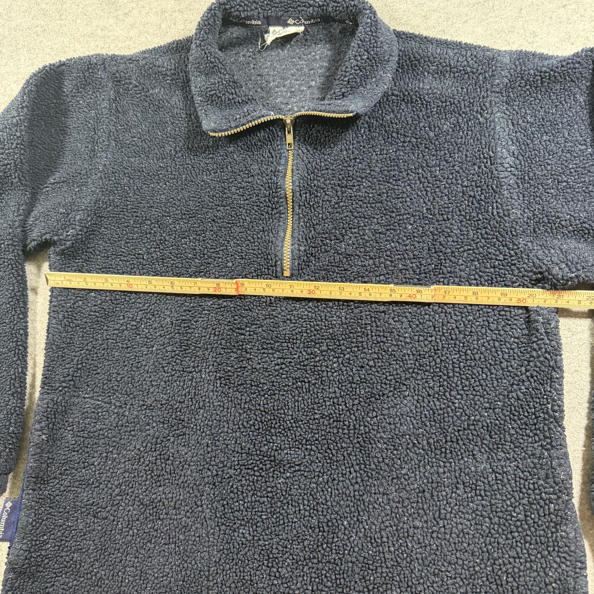 Vintage Columbia Sherpa Fleece Pullover Mens M Navy Quarter Zip Made in USA thumbnail 6