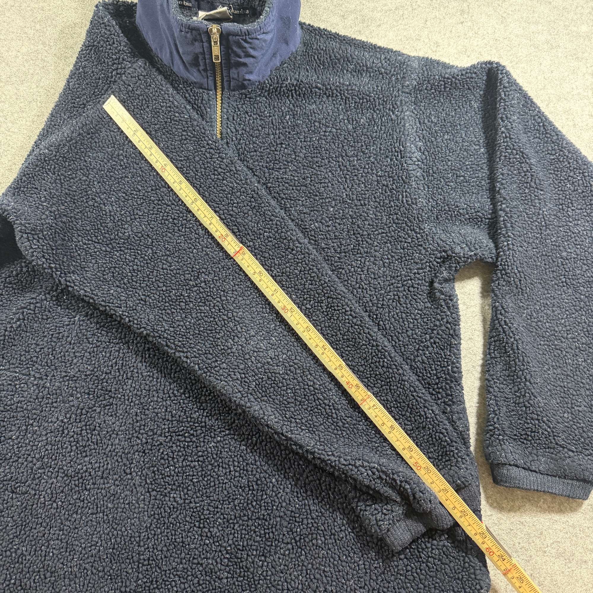 Vintage Columbia Sherpa Fleece Pullover Mens M Navy Quarter Zip Made in USA thumbnail 8