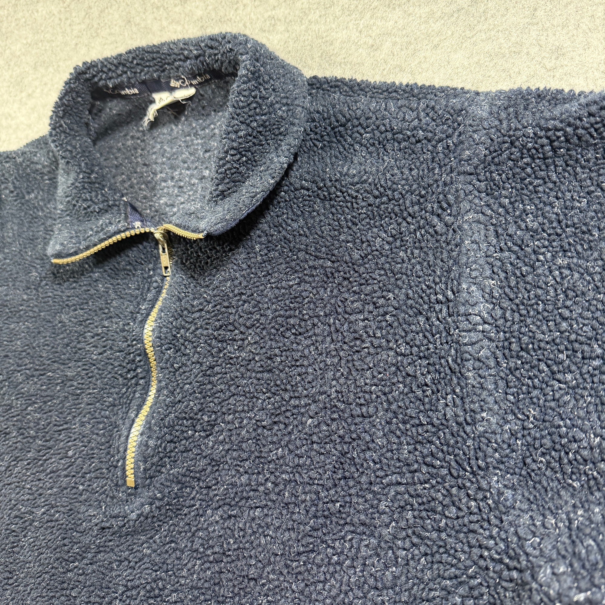 Vintage Columbia Sherpa Fleece Pullover Mens M Navy Quarter Zip Made in USA thumbnail 9