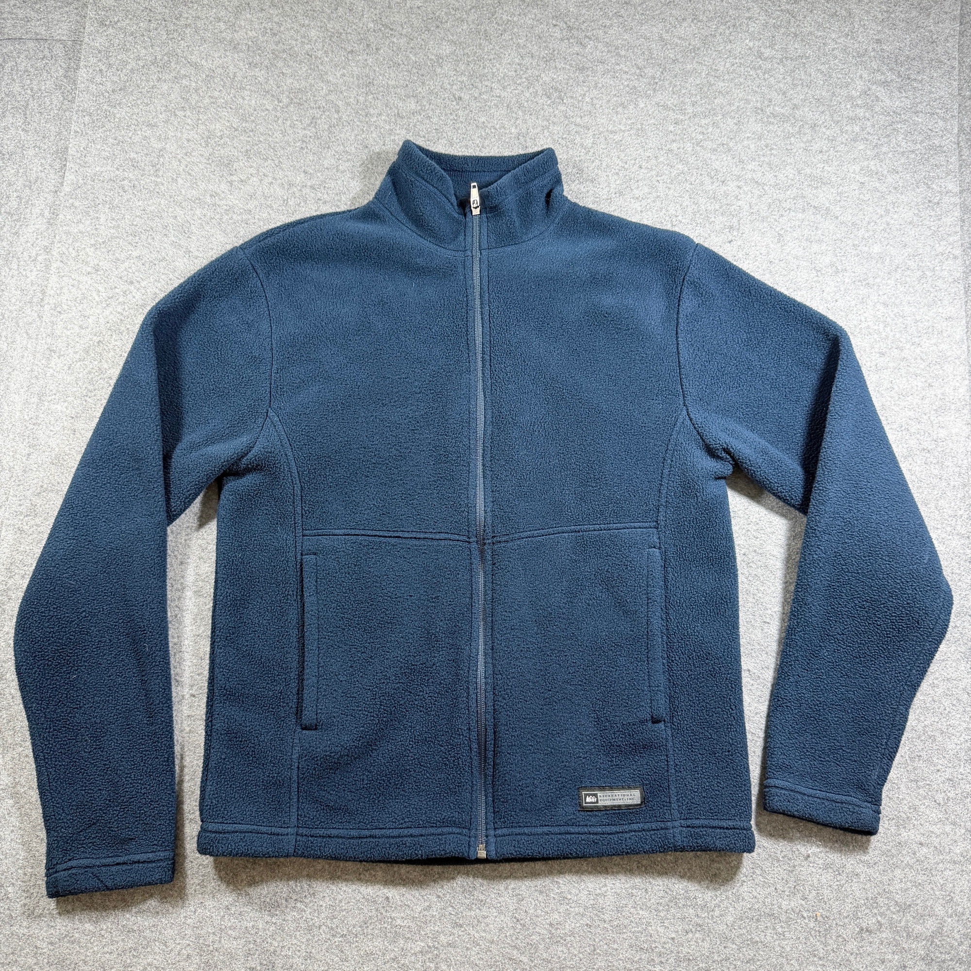 REI Co-op Soft Fleece Jacket Mens S Navy Blue Full Zip Outdoor Hiking Camping