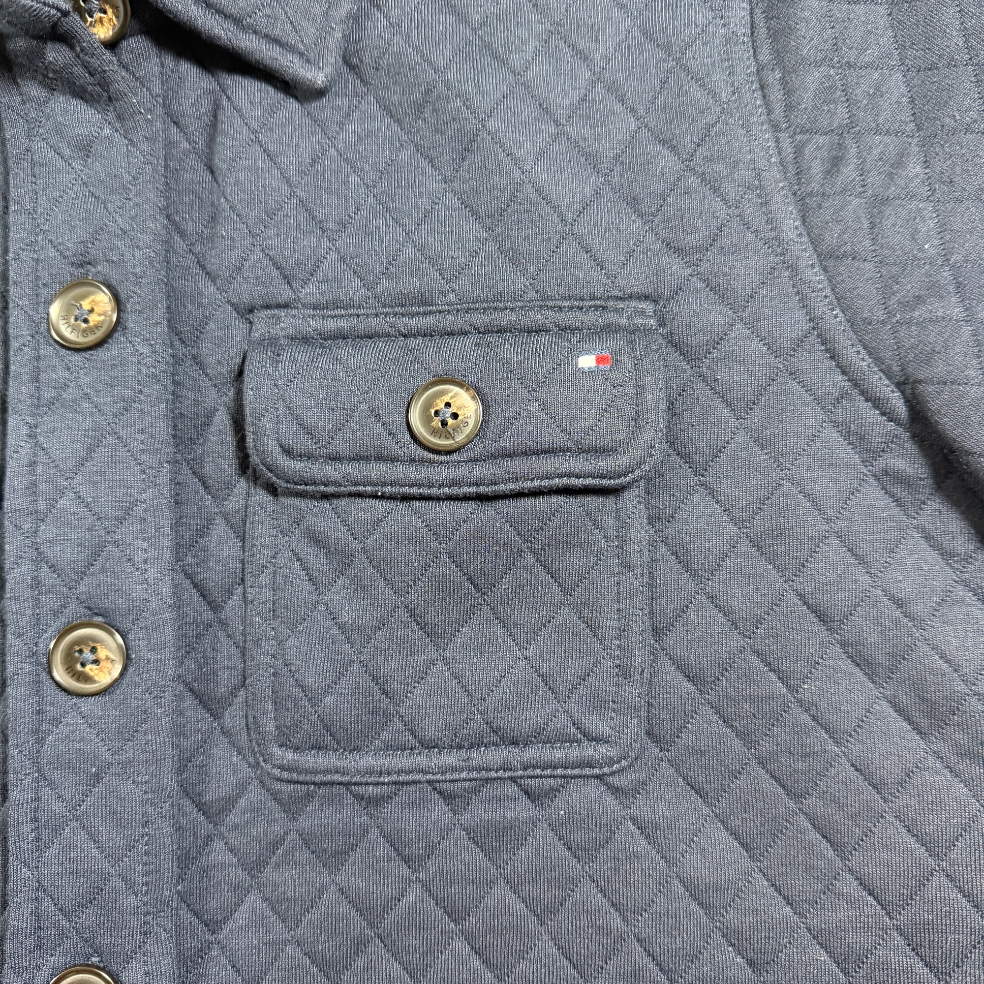 Tommy Hilfiger Shacket Womens S Navy Diamond Quilted Button Front Pockets thumbnail 4