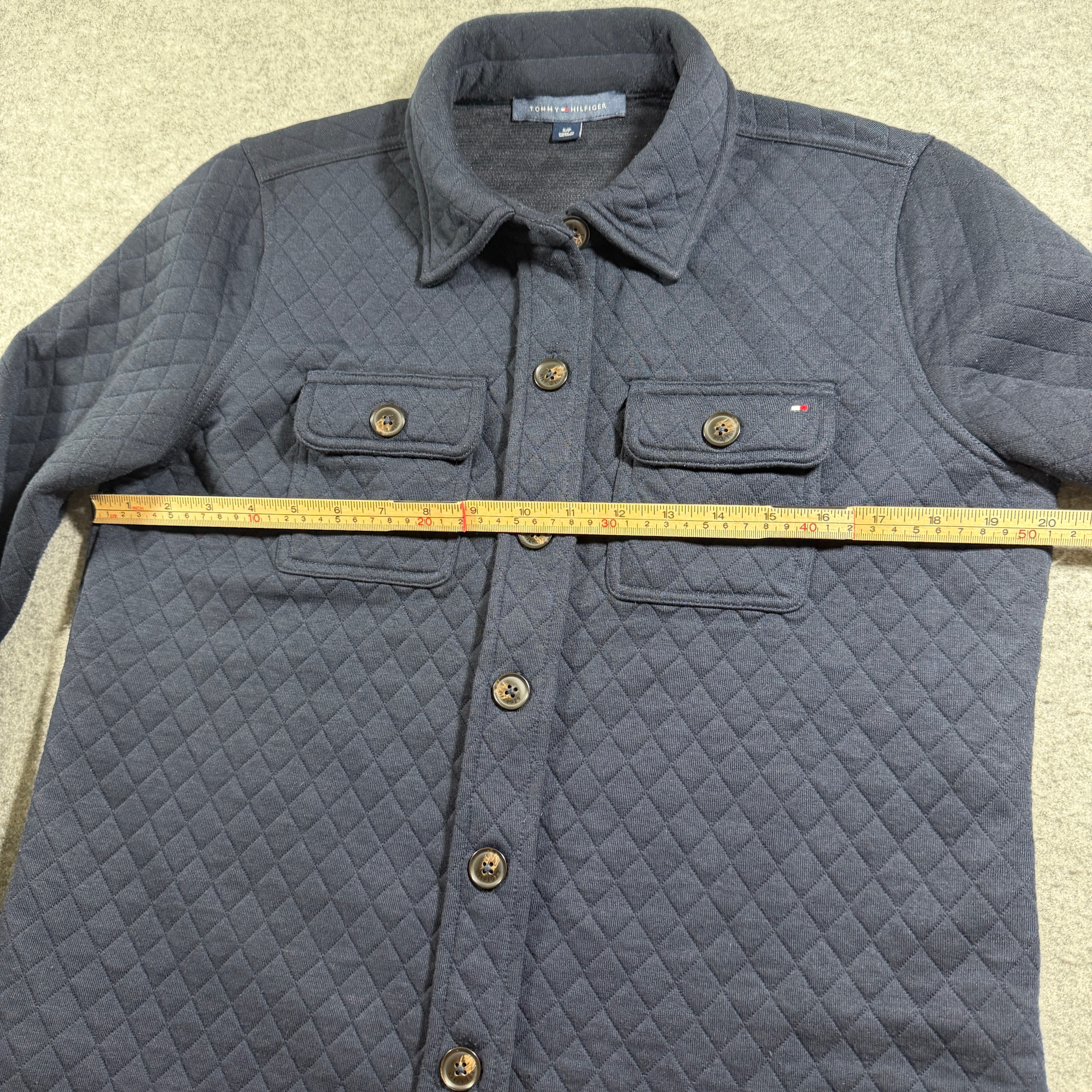Tommy Hilfiger Shacket Womens S Navy Diamond Quilted Button Front Pockets thumbnail 6