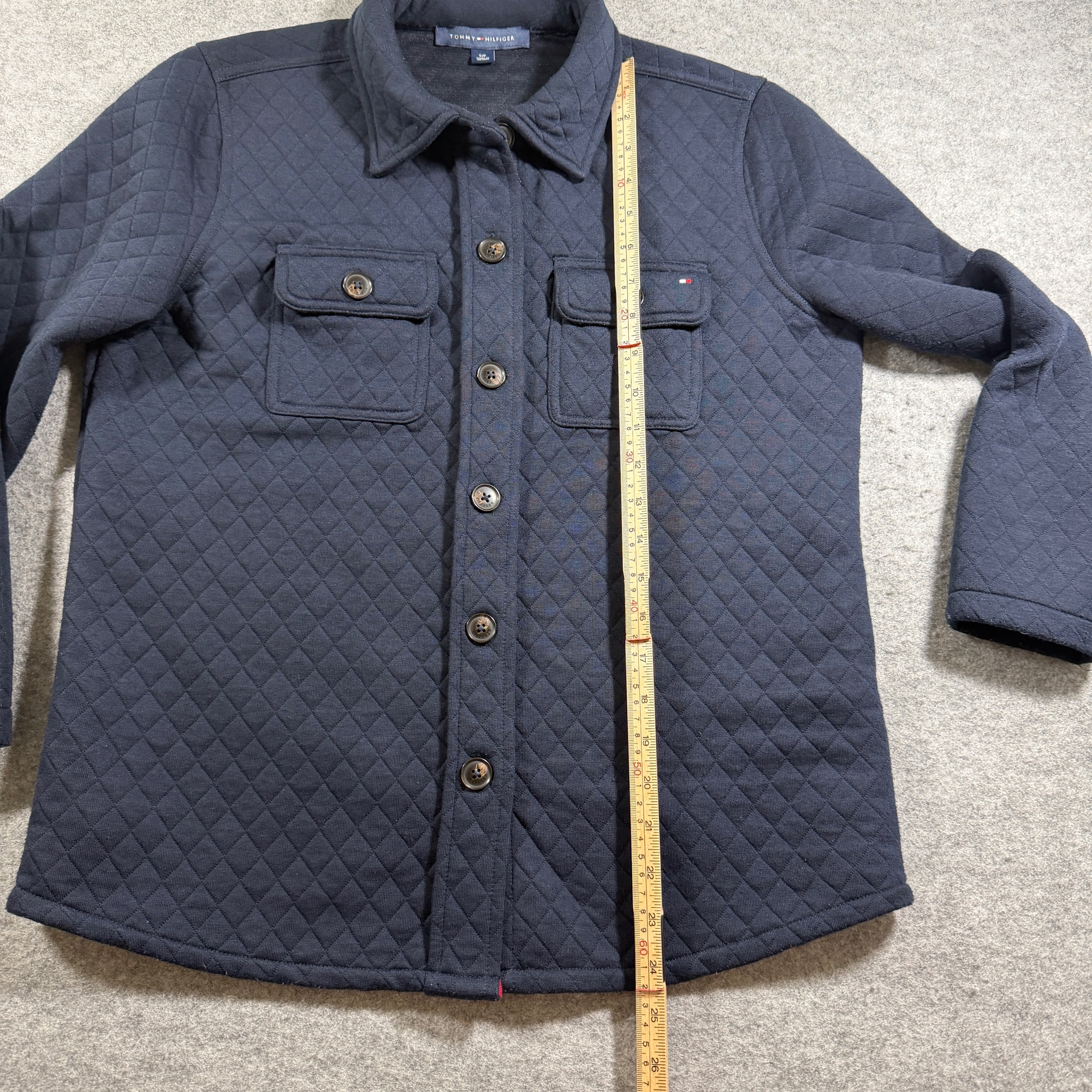 Tommy Hilfiger Shacket Womens S Navy Diamond Quilted Button Front Pockets thumbnail 7
