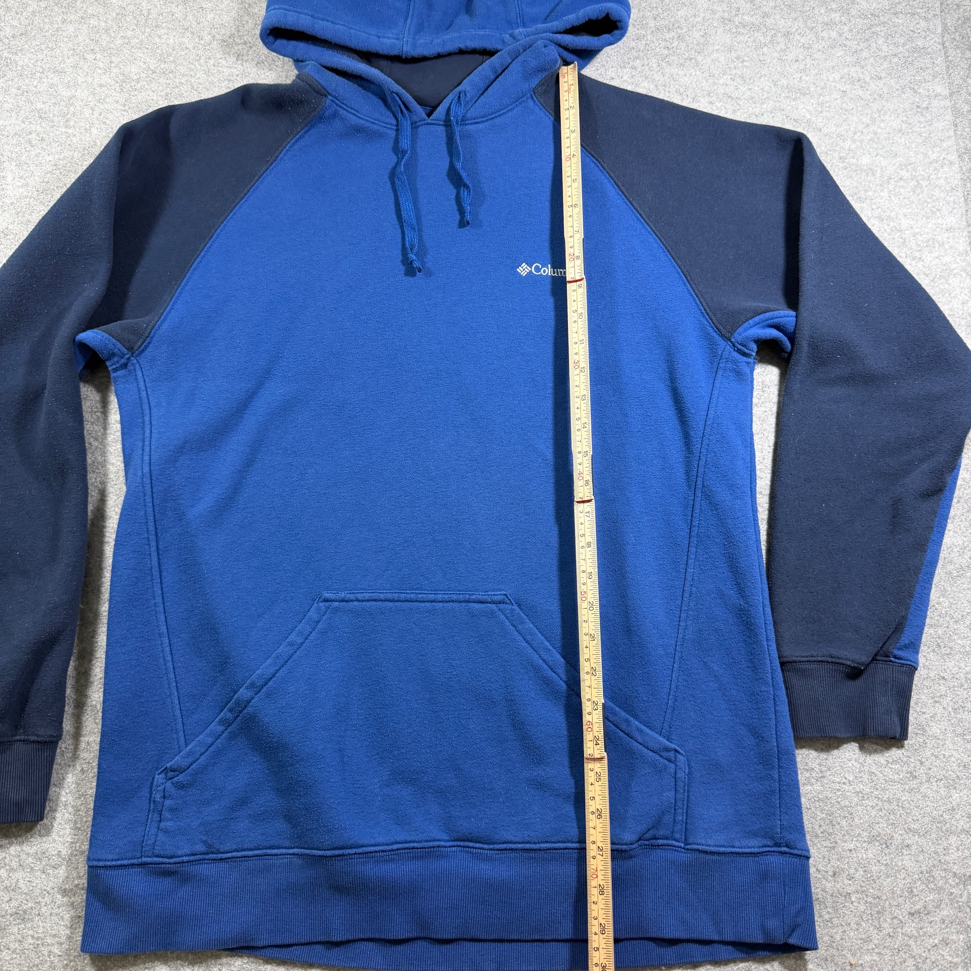 Columbia Hoodie Mens L Blue Navy Colorblock Pullover Drawstaring Pocket Cotton thumbnail 7