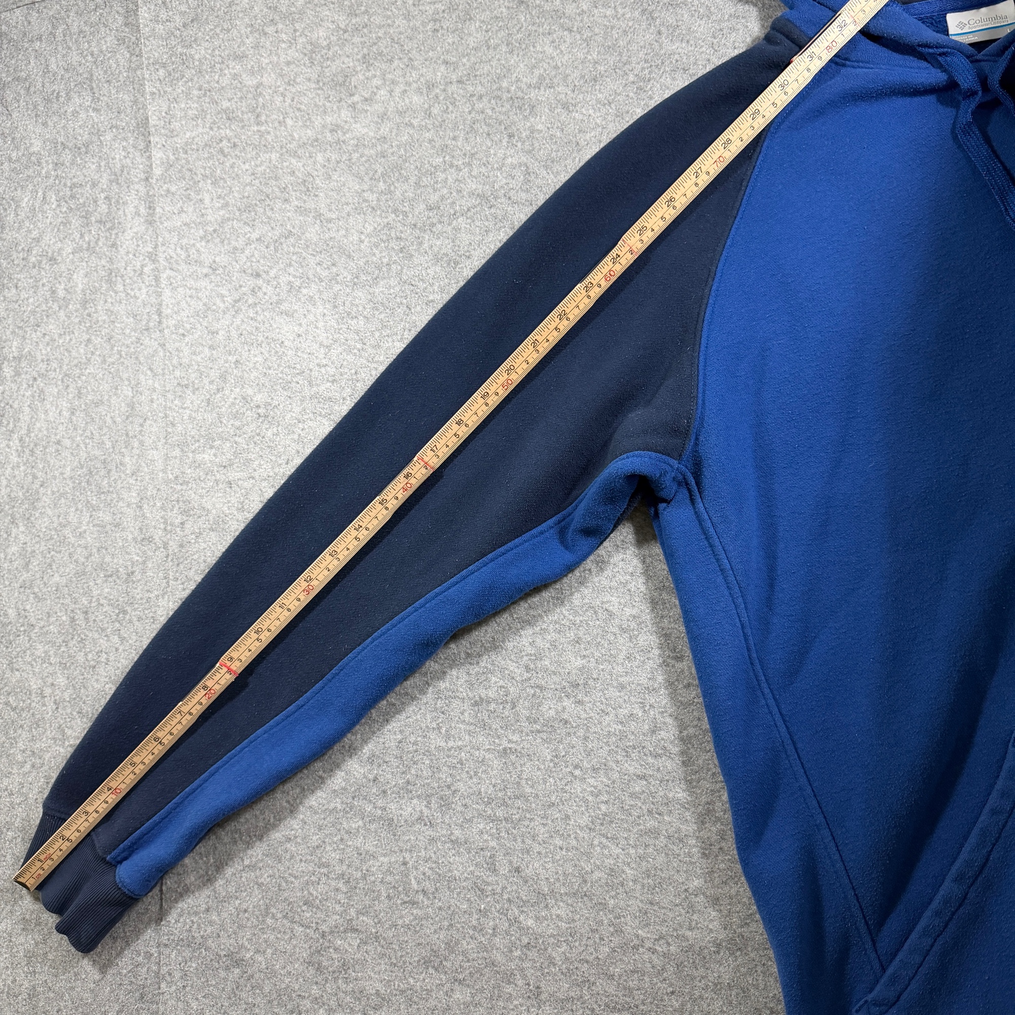 Columbia Hoodie Mens L Blue Navy Colorblock Pullover Drawstaring Pocket Cotton thumbnail 8