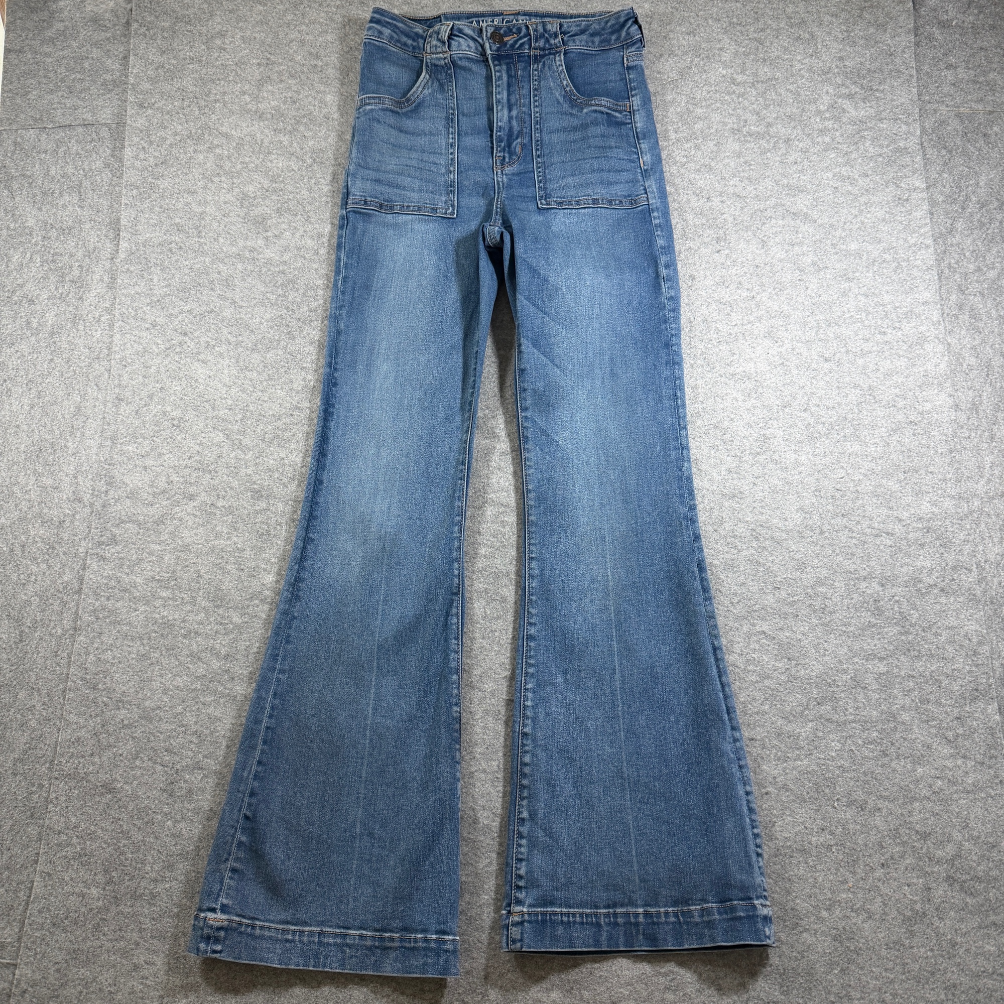 American Eagle Flare/Bootcut Jeans Womens 4 Blue Denim Super Hi Rise Stretch
