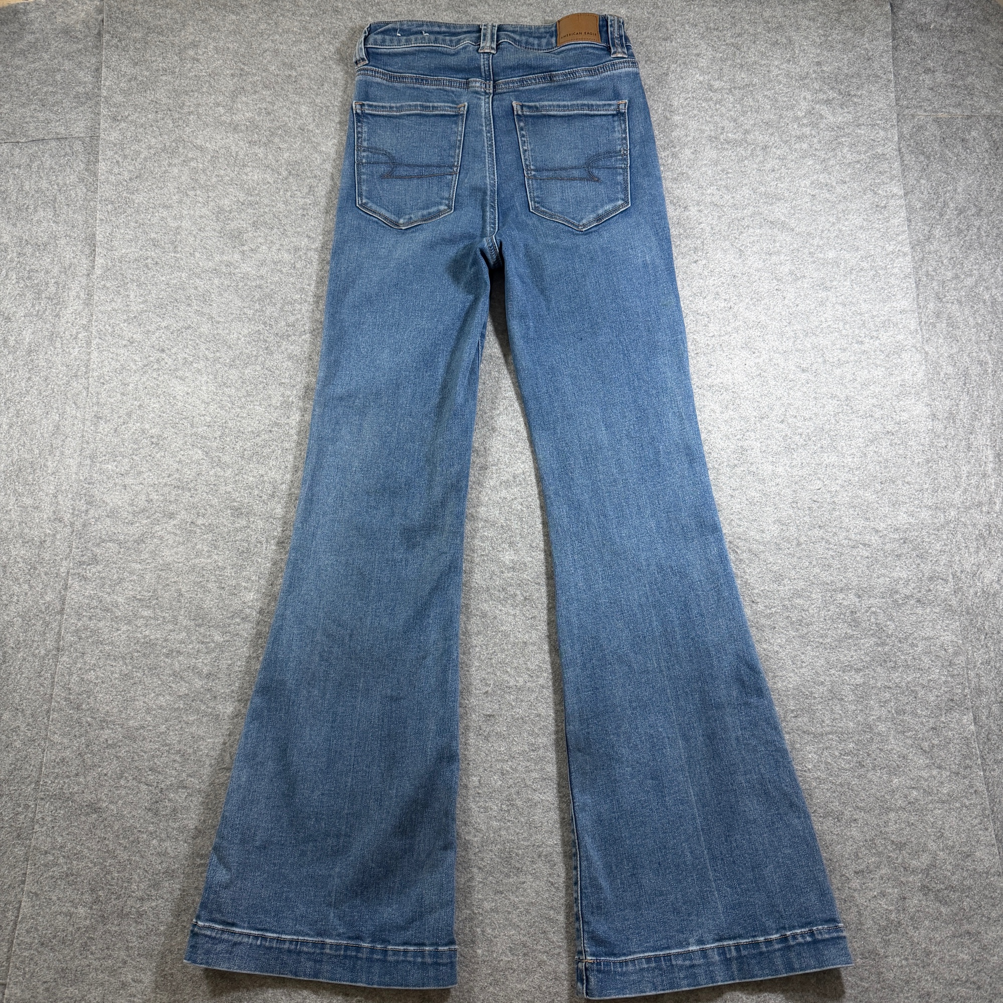 American Eagle Flare/Bootcut Jeans Womens 4 Blue Denim Super Hi Rise Stretch thumbnail 2