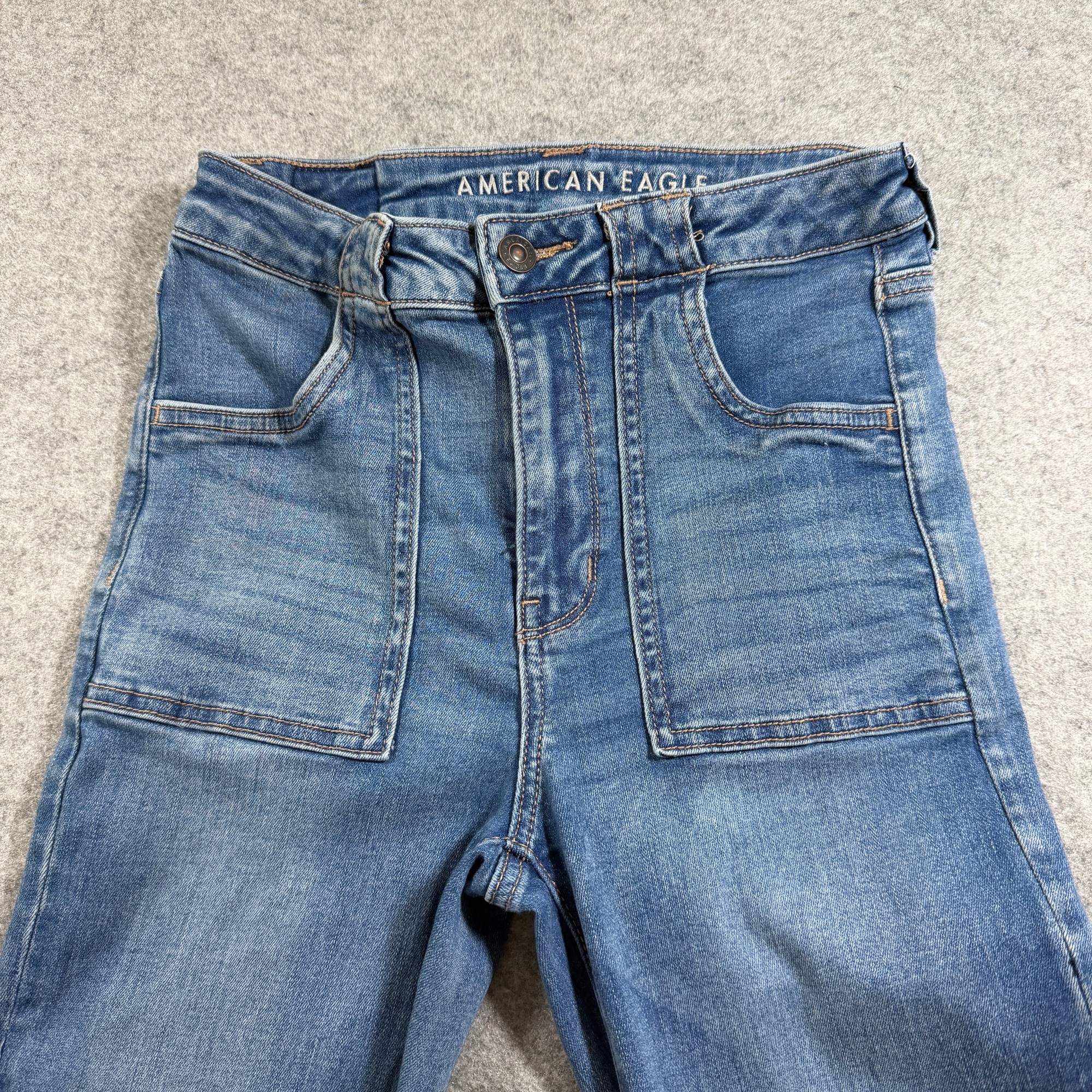 American Eagle Flare/Bootcut Jeans Womens 4 Blue Denim Super Hi Rise Stretch thumbnail 11