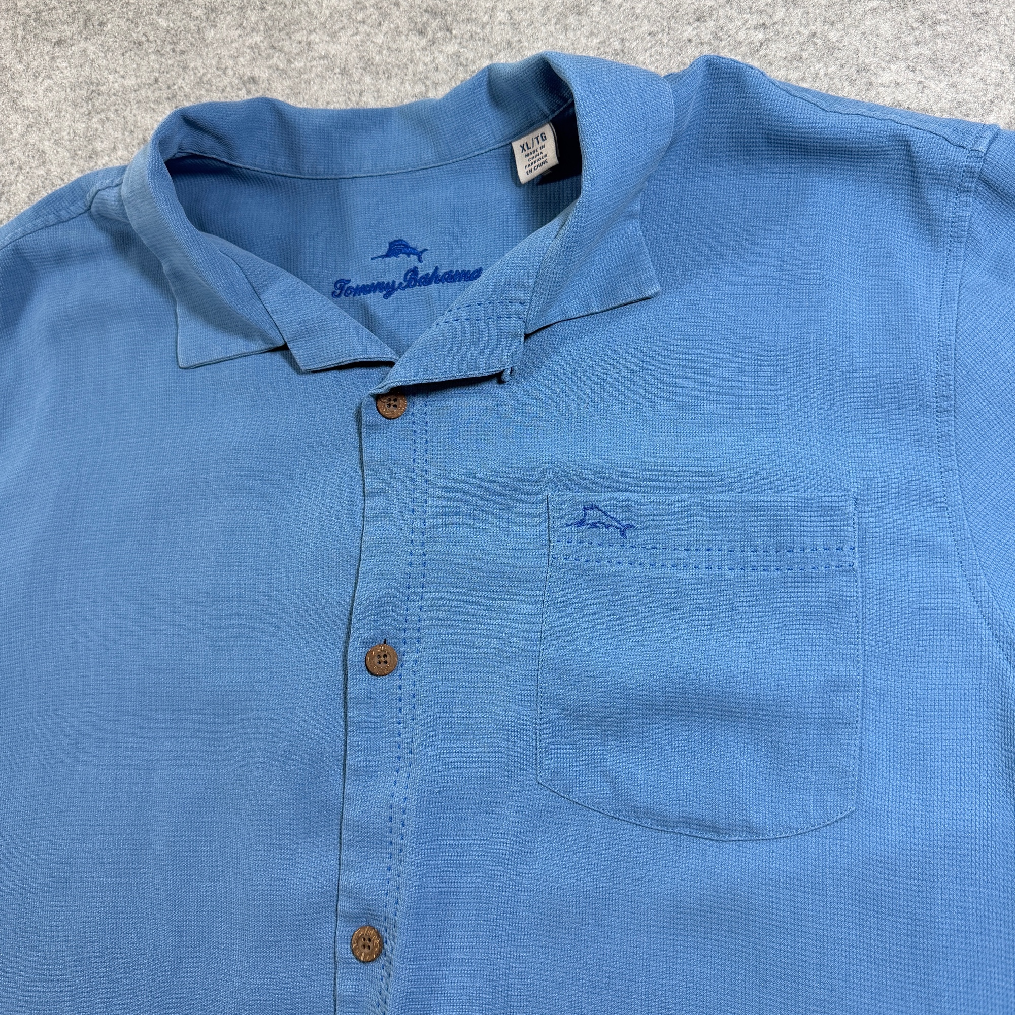 Tommy Bahama Silk Shirt Mens XL Blue Island Zone Short Sleeve Button Up Beach thumbnail 3