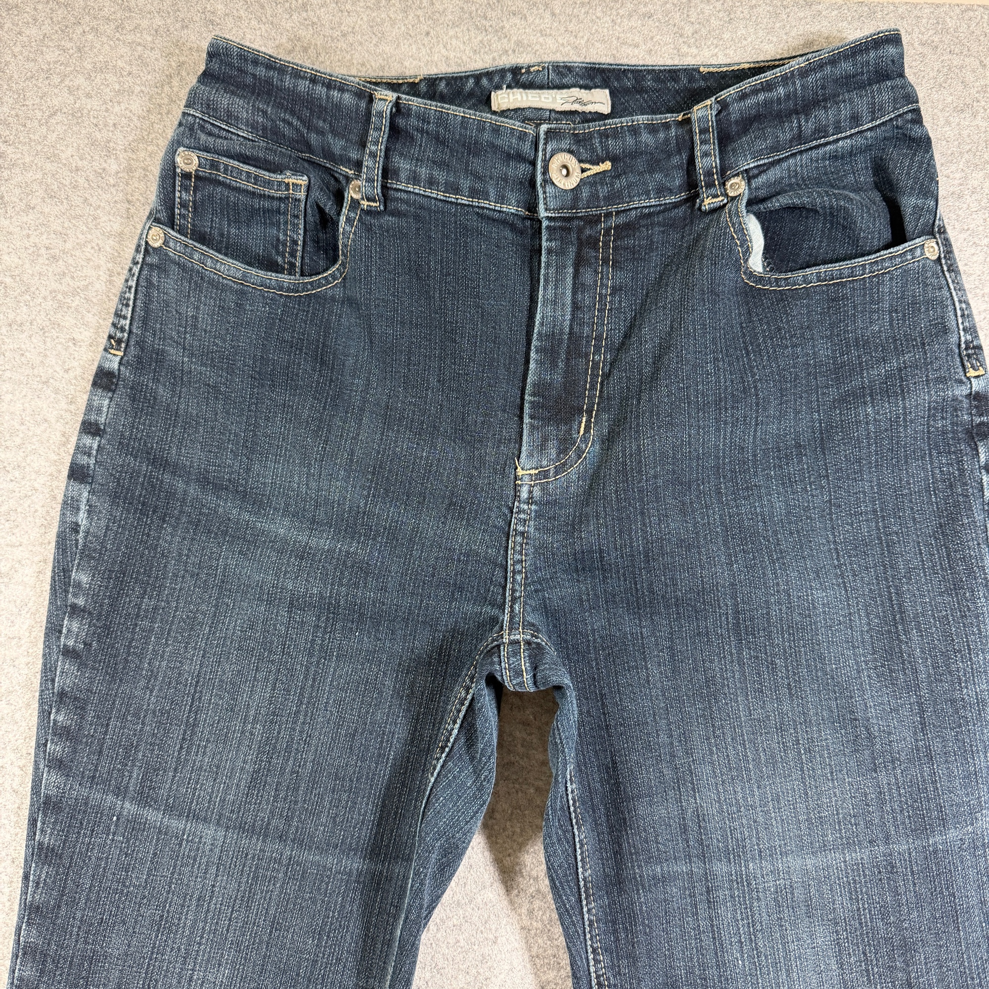 Vintage Chicos Platinum Jeans Womens 4 (27x30) Dark Wash Blue Denim Bootcut thumbnail 4