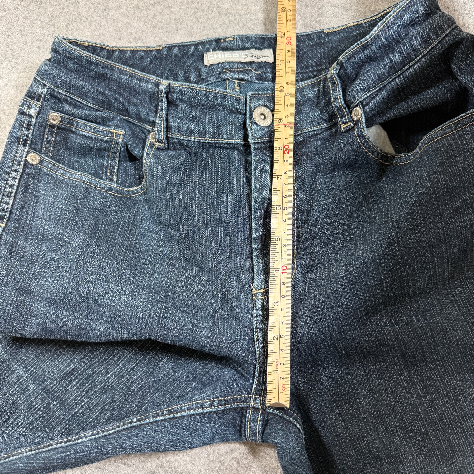 Vintage Chicos Platinum Jeans Womens 4 (27x30) Dark Wash Blue Denim Bootcut thumbnail 7