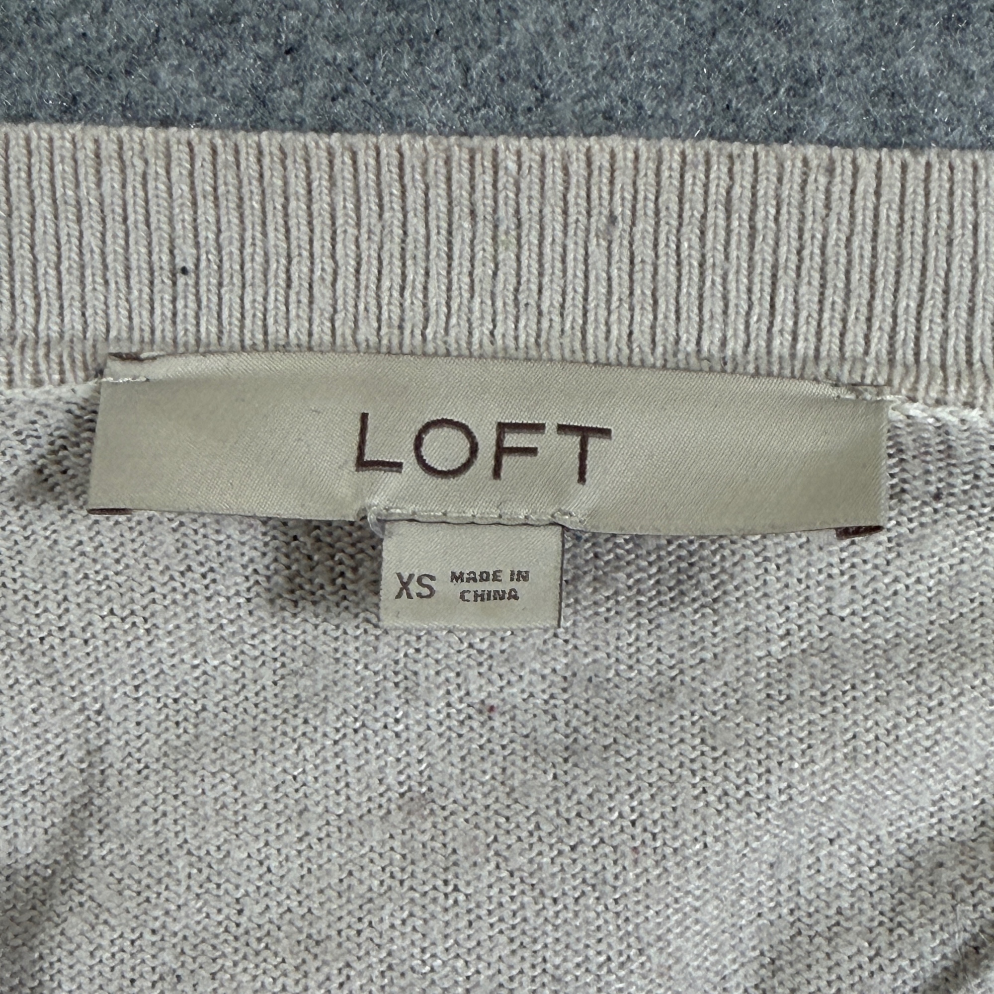 LOFT Open Front Cardigan Sweater Womens XS Cream Gray Striped Wrap Soft Wool thumbnail 5