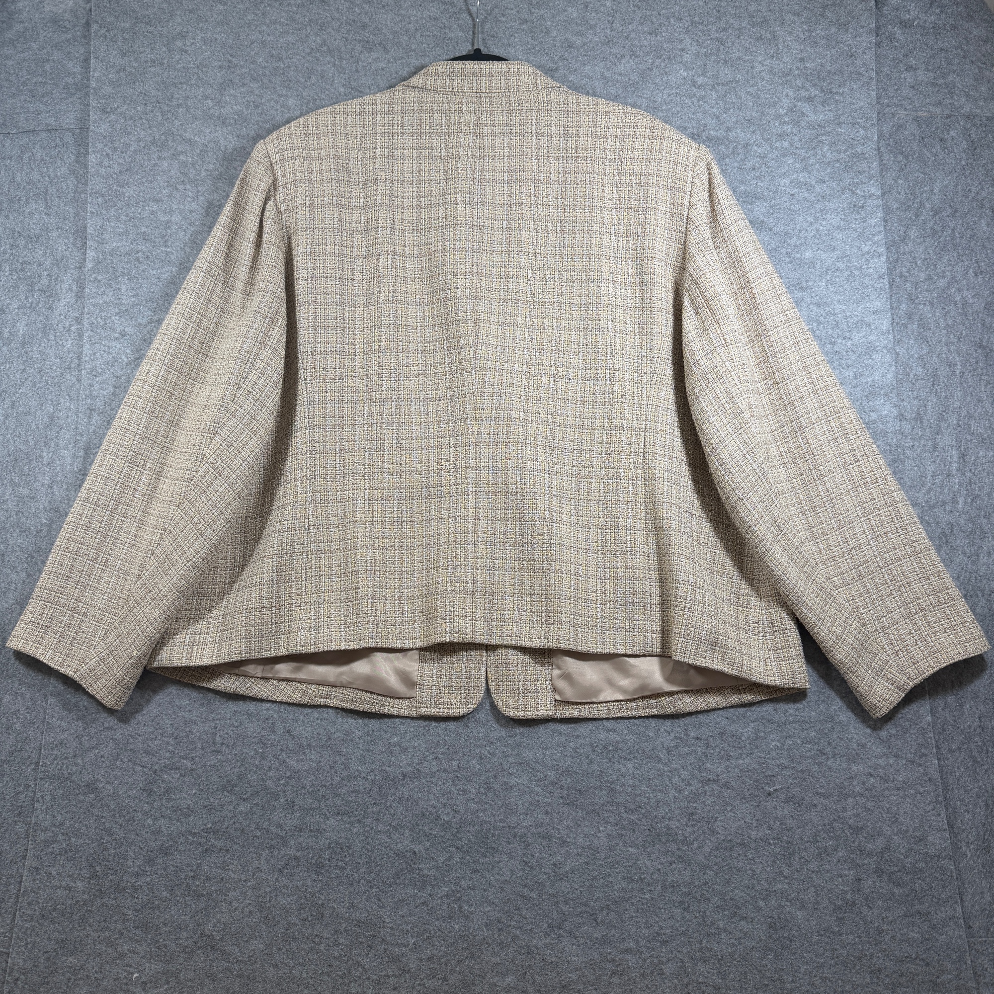 Vintage Talbots Tweed Blazer Jacket Womens 22W Tan Beige Two Button Linen Blend thumbnail 2