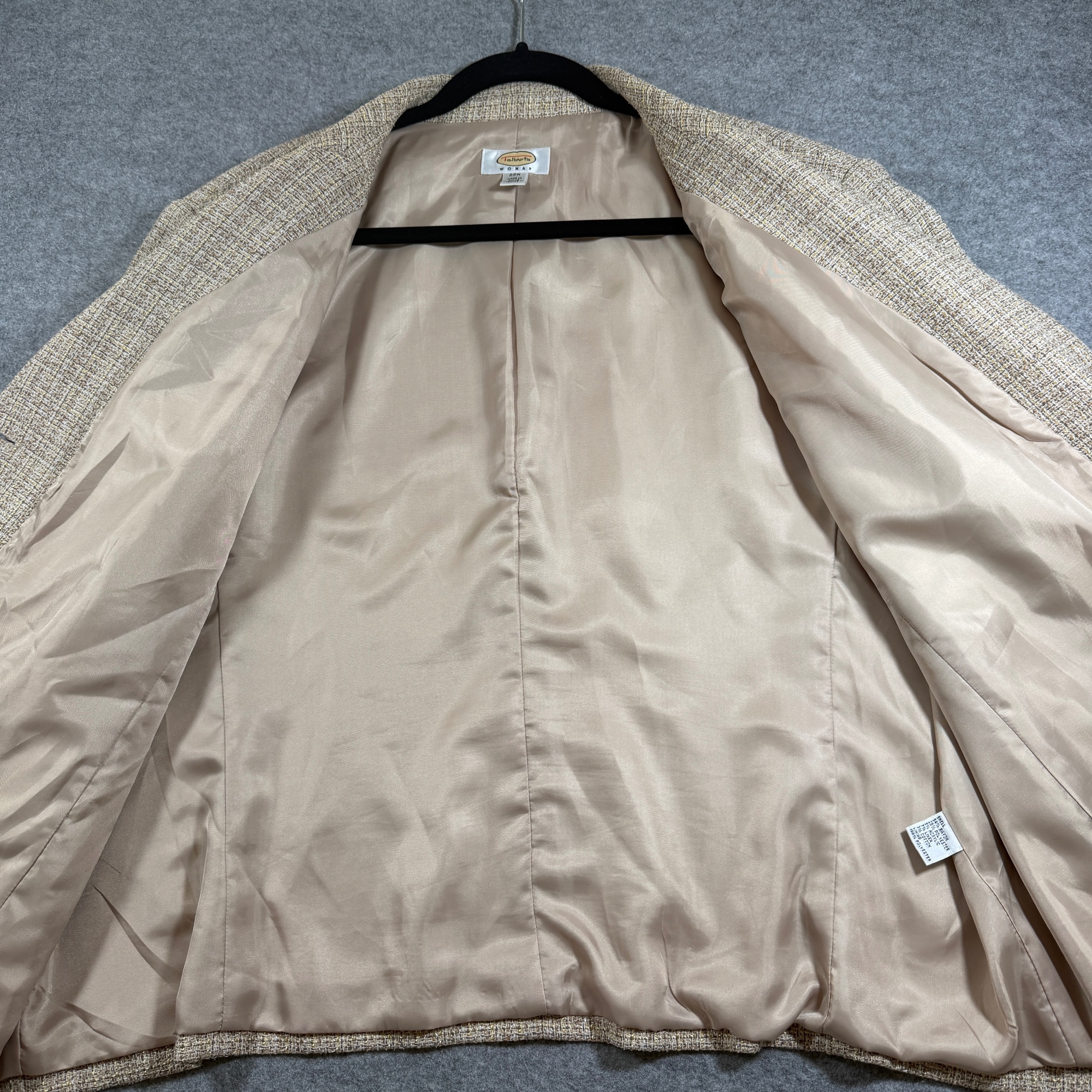 Vintage Talbots Tweed Blazer Jacket Womens 22W Tan Beige Two Button Linen Blend thumbnail 3