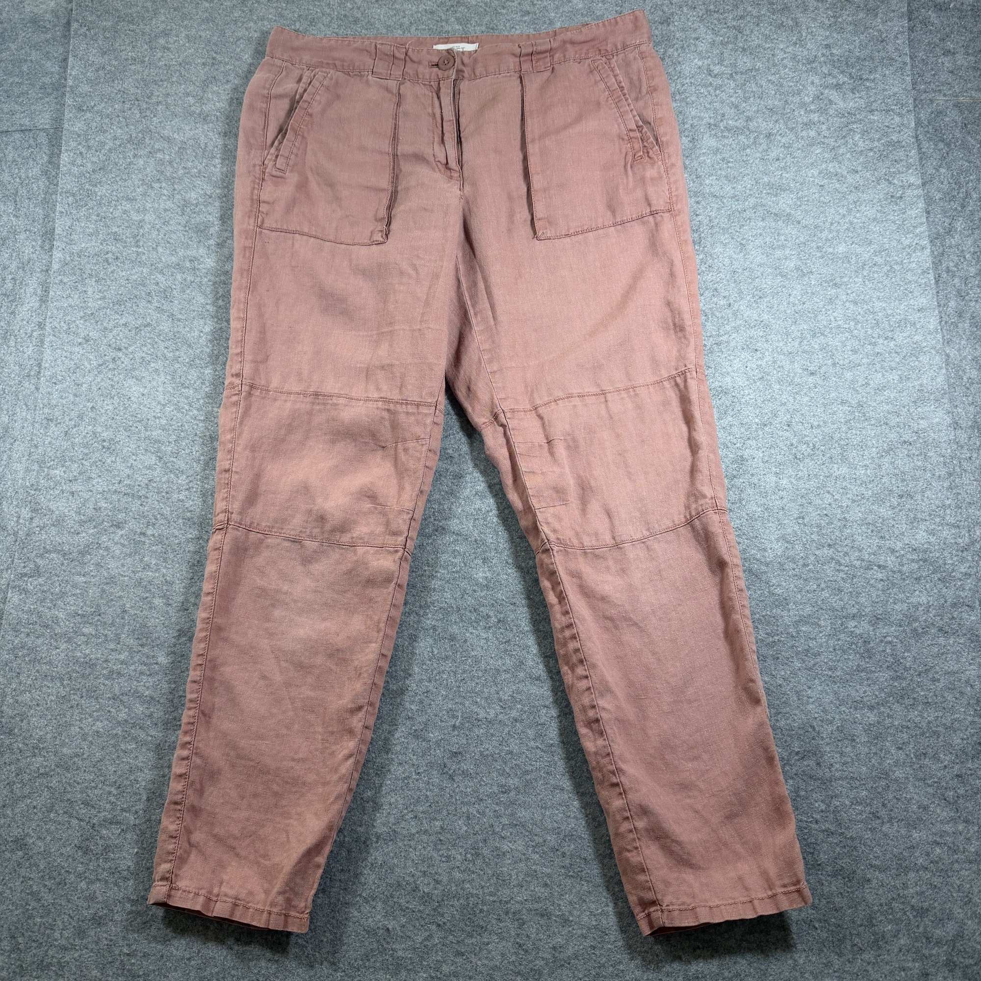 LOFT Linen Pants Womens 6 Mauve Dusty Pink Straight Leg Summer Patch Pockets