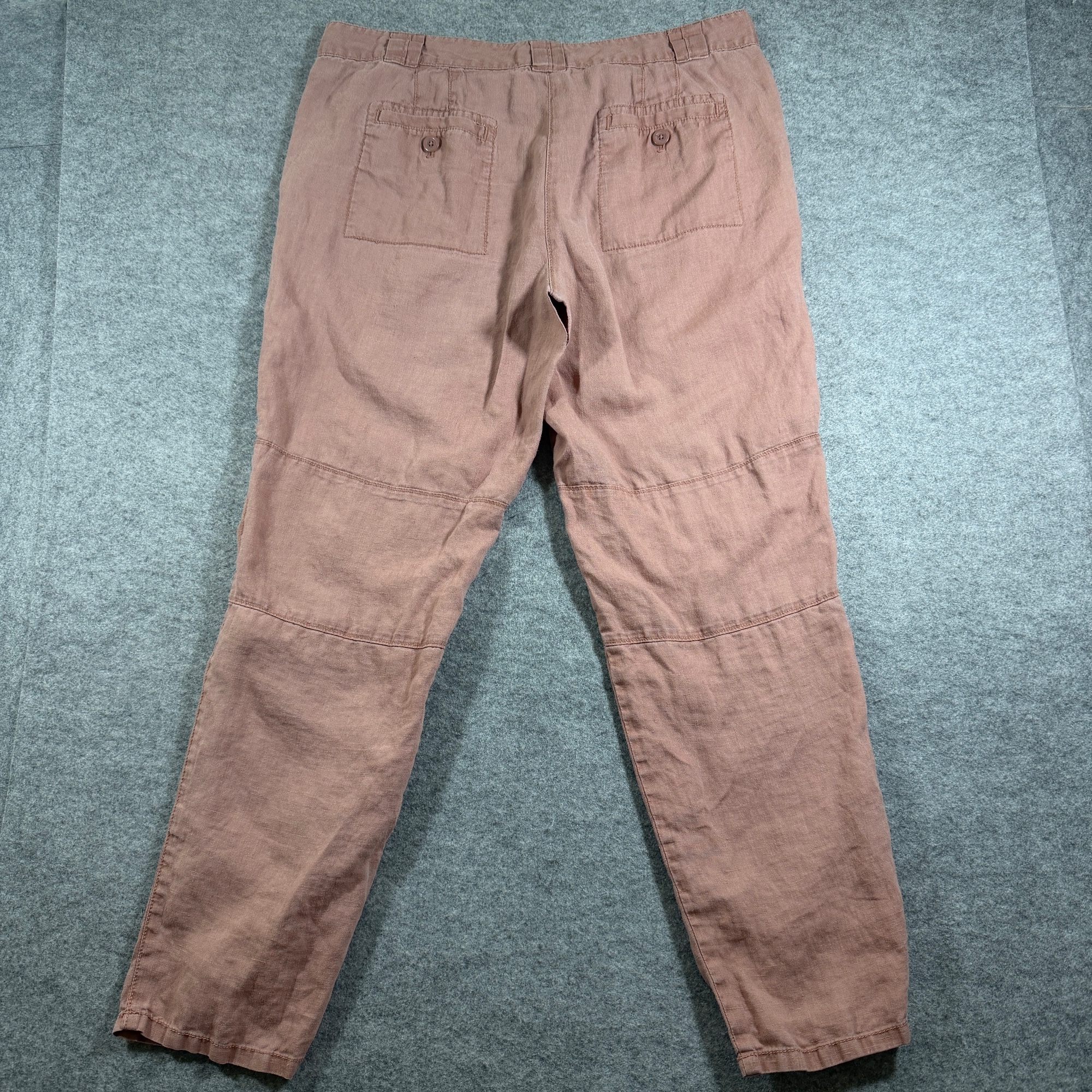 LOFT Linen Pants Womens 6 Mauve Dusty Pink Straight Leg Summer Patch Pockets thumbnail 2