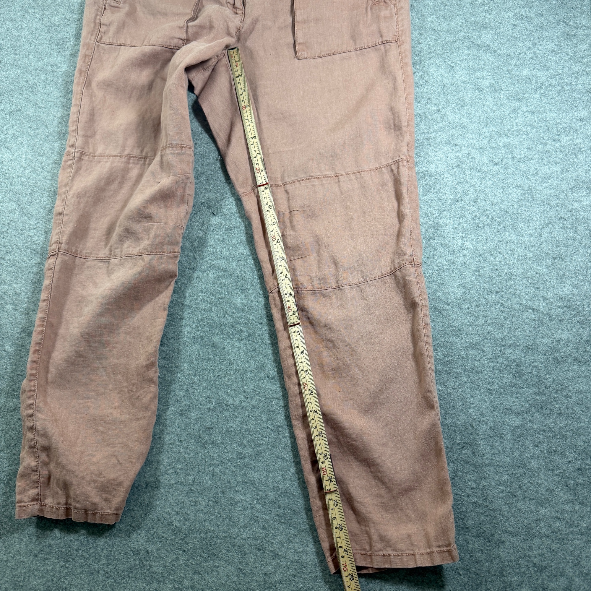 LOFT Linen Pants Womens 6 Mauve Dusty Pink Straight Leg Summer Patch Pockets thumbnail 5