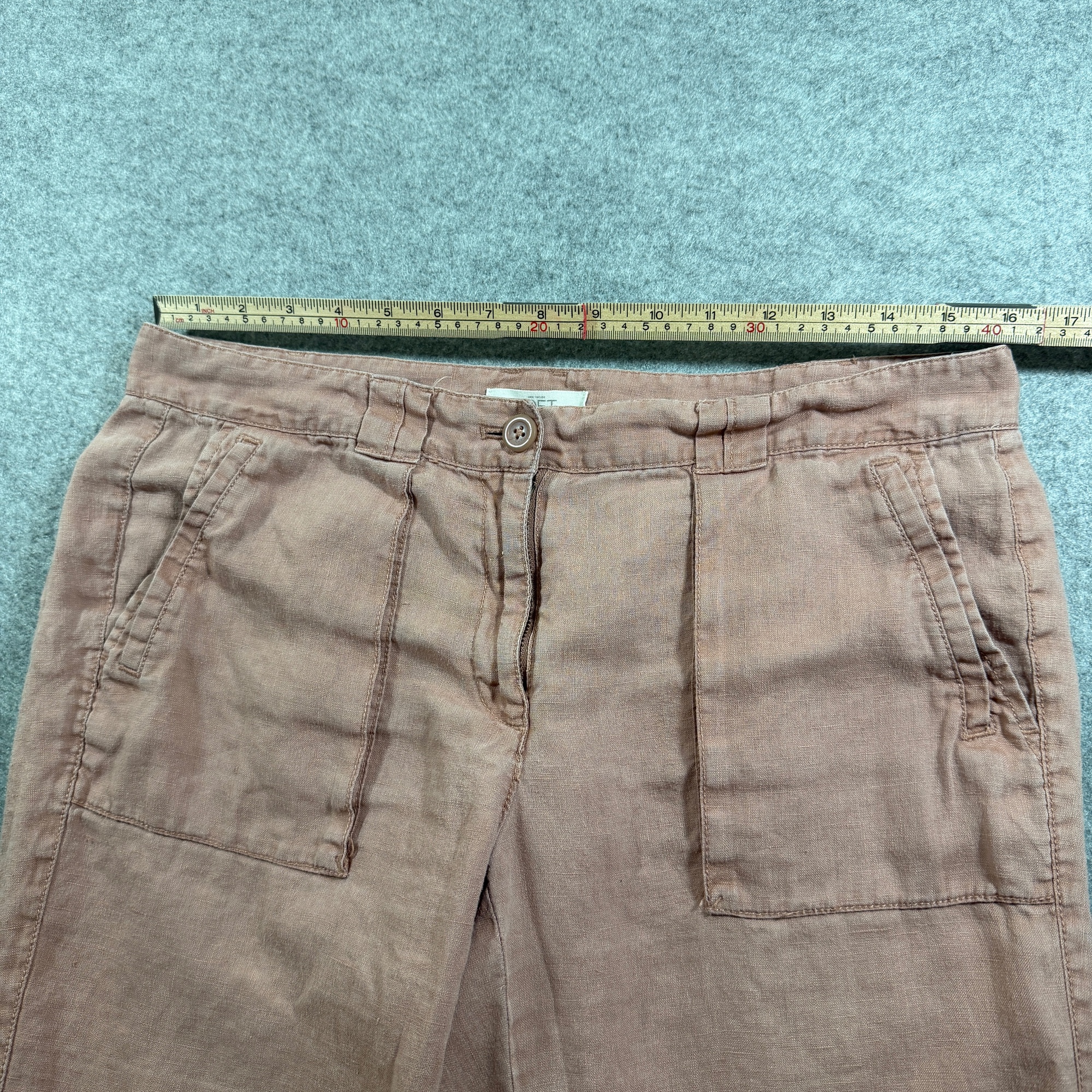 LOFT Linen Pants Womens 6 Mauve Dusty Pink Straight Leg Summer Patch Pockets thumbnail 6
