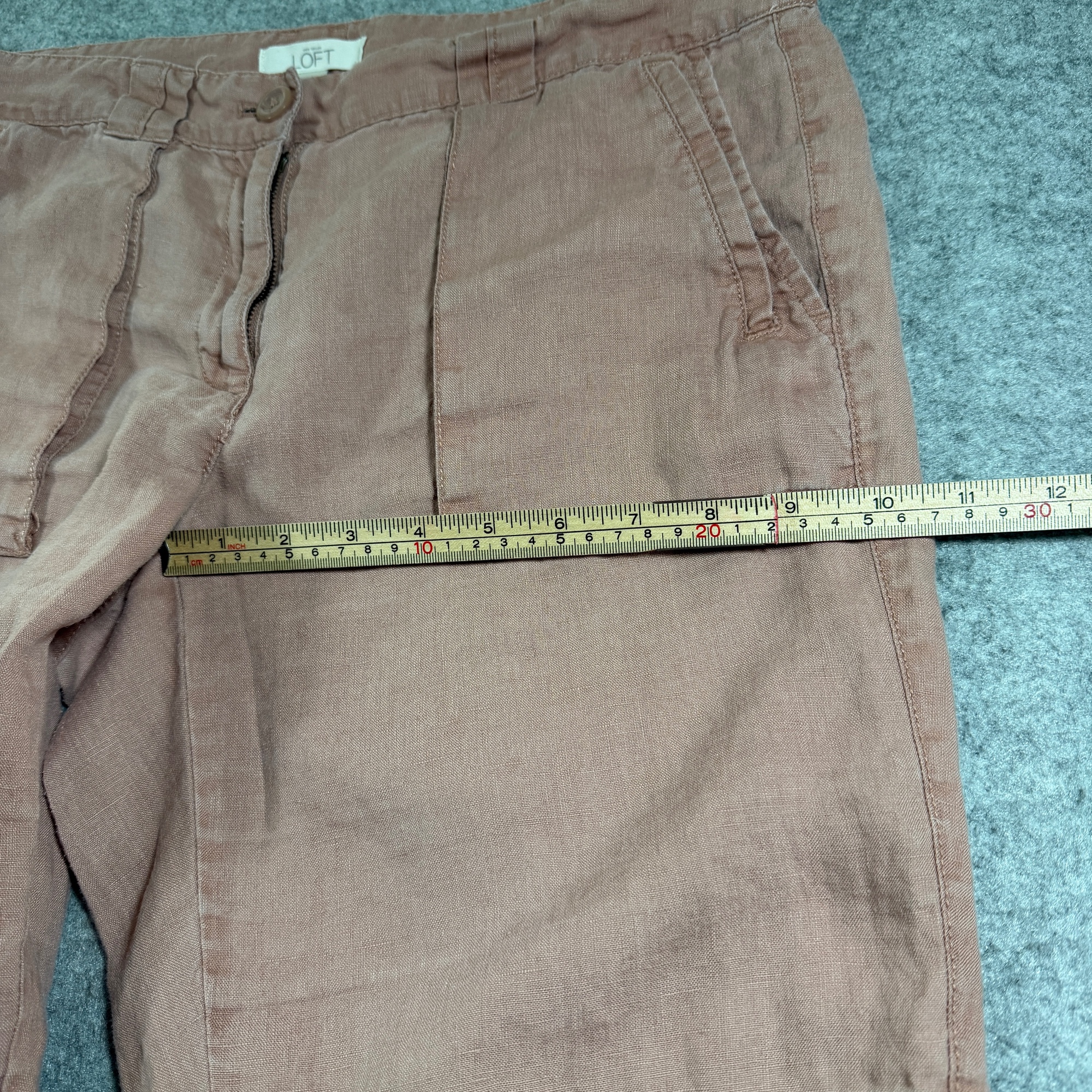 LOFT Linen Pants Womens 6 Mauve Dusty Pink Straight Leg Summer Patch Pockets thumbnail 7