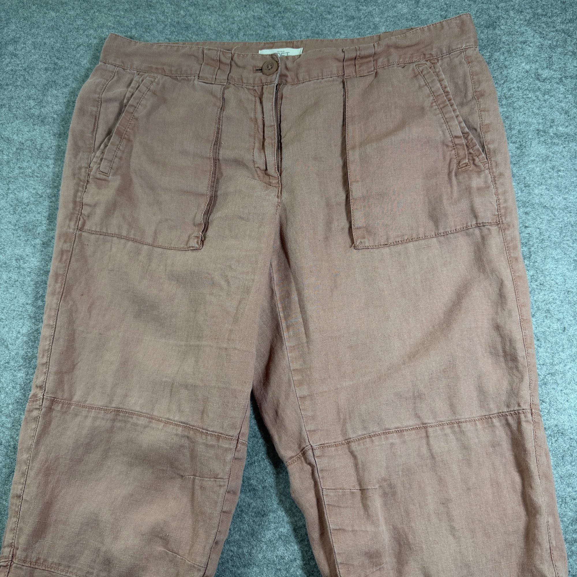 LOFT Linen Pants Womens 6 Mauve Dusty Pink Straight Leg Summer Patch Pockets thumbnail 9