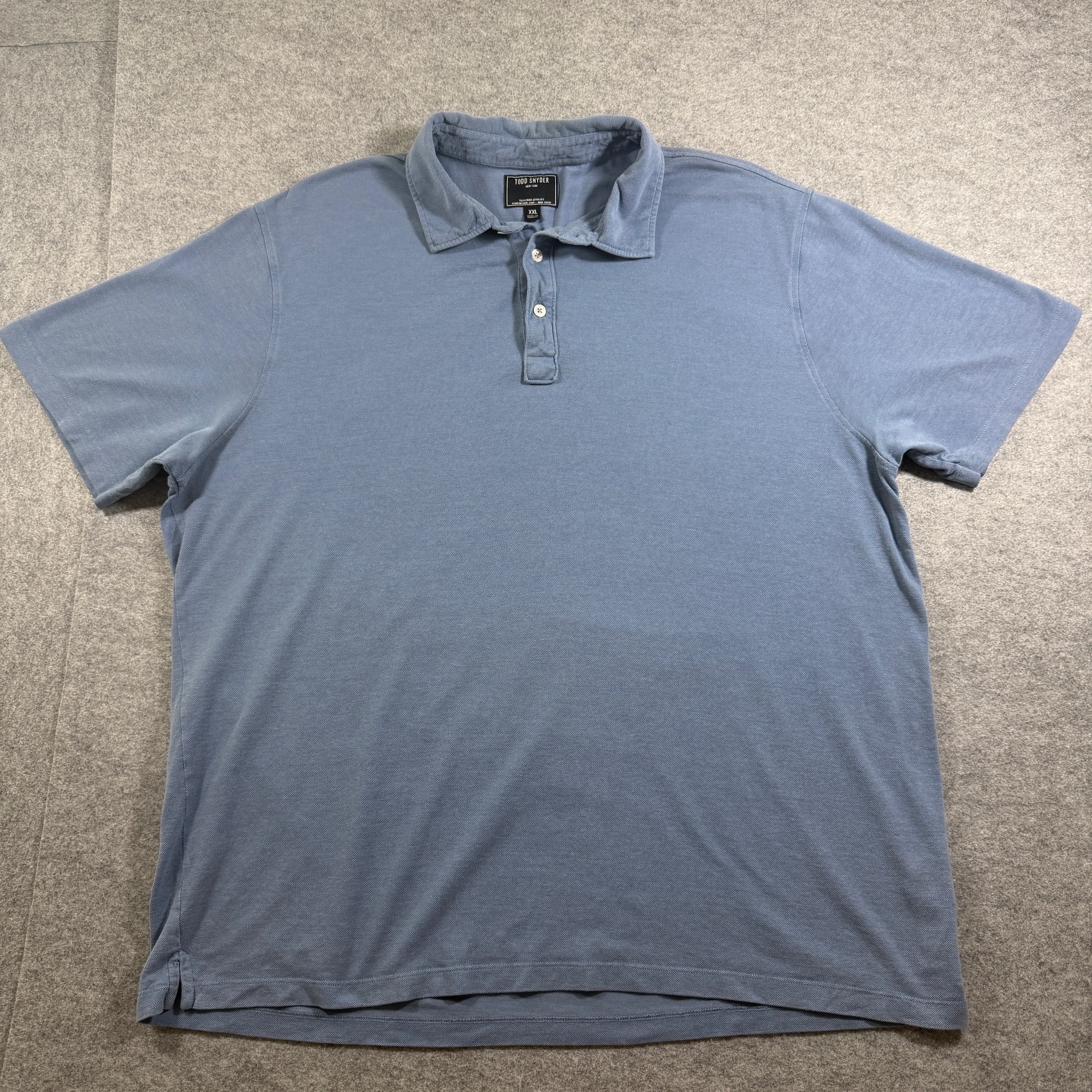 Todd Snyder Casual Polo Shirt Mens XXL Blue Two Button Breathable Relaxed Fit