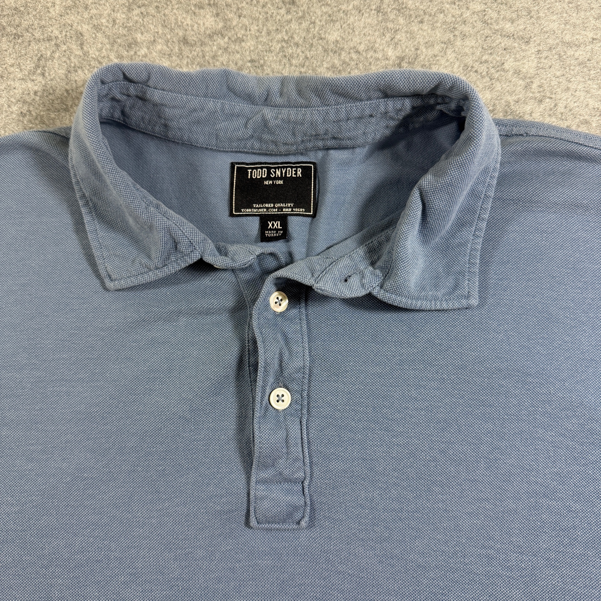 Todd Snyder Casual Polo Shirt Mens XXL Blue Two Button Breathable Relaxed Fit thumbnail 5
