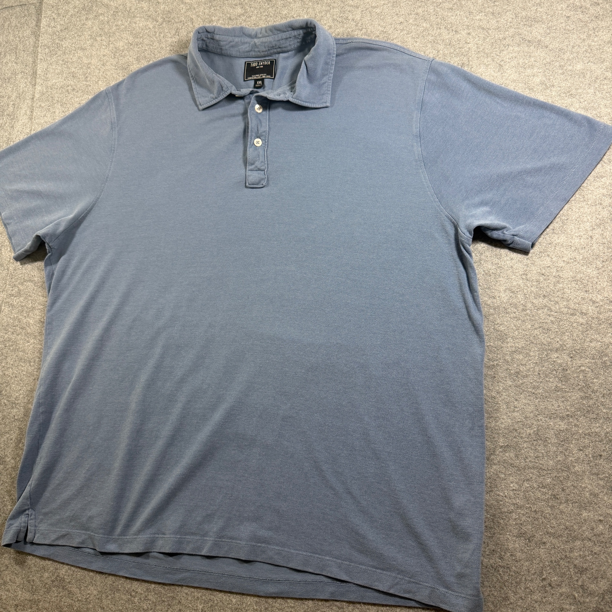 Todd Snyder Casual Polo Shirt Mens XXL Blue Two Button Breathable Relaxed Fit thumbnail 9