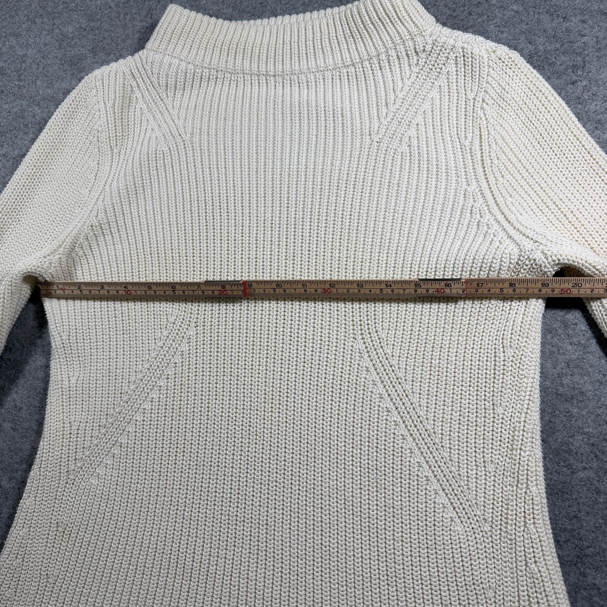 Talbots Sweater Womens L Cream Mock Neck Ribbed Knit Cotton Side Vents thumbnail 6