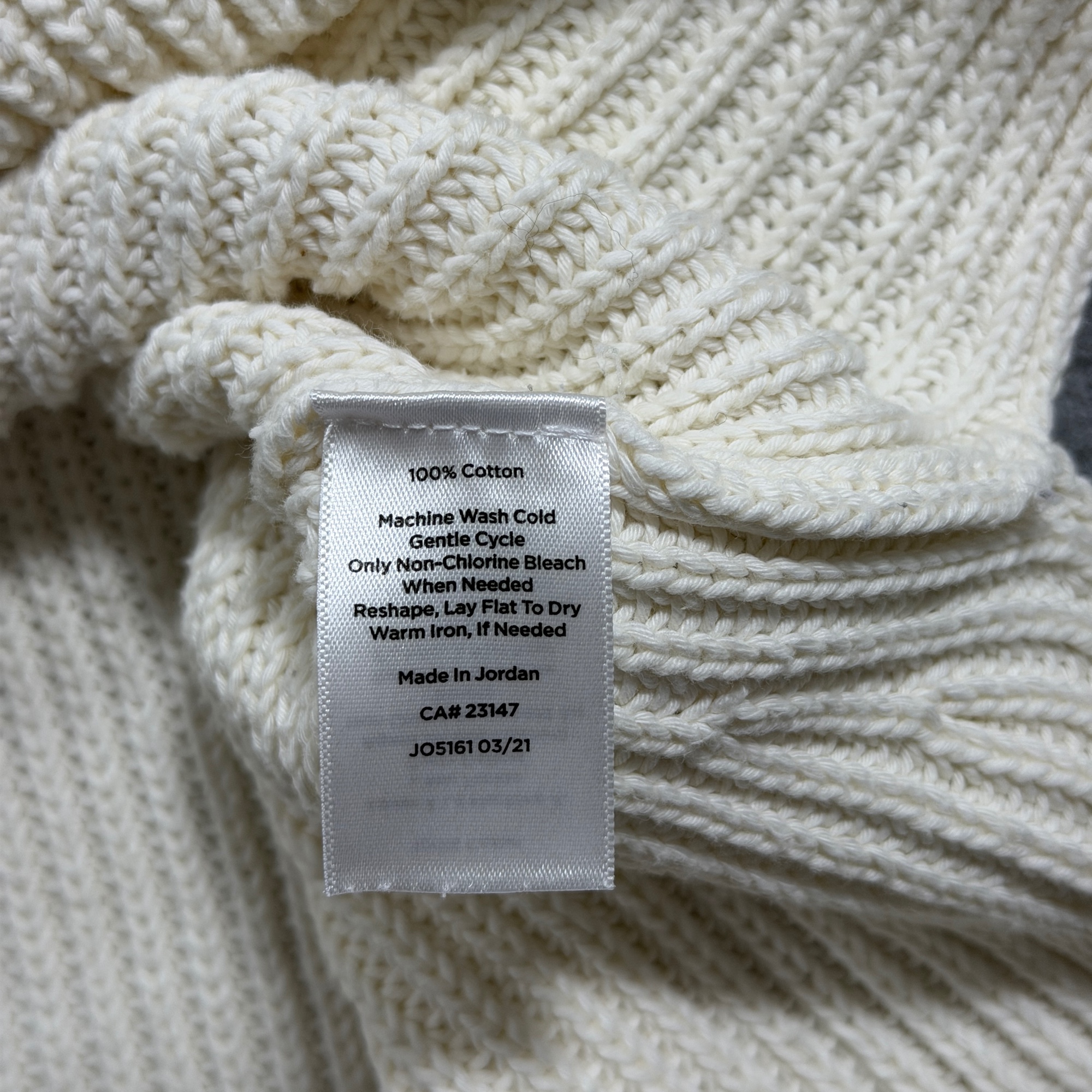 Talbots Sweater Womens L Cream Mock Neck Ribbed Knit Cotton Side Vents thumbnail 11