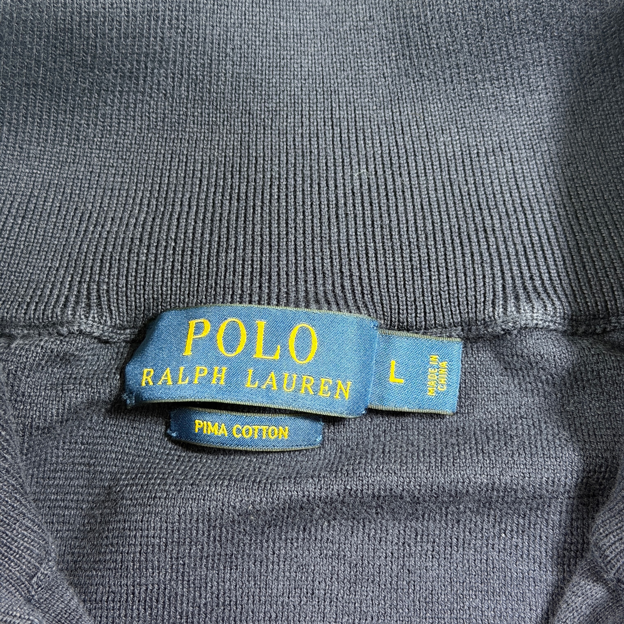 Polo Ralph Lauren Quarter Zip Sweater Mens L Navy Pima Cotton Pony Logo Preppy thumbnail 6