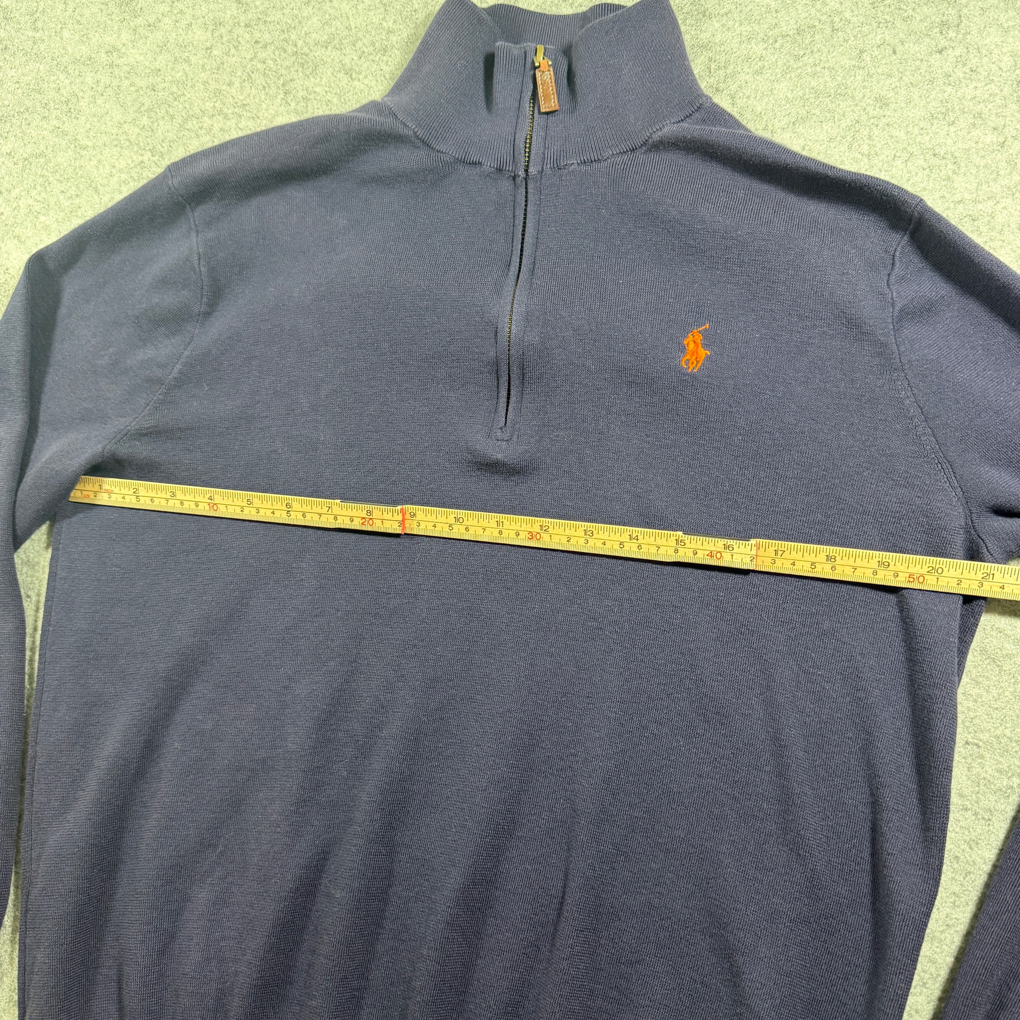 Polo Ralph Lauren Quarter Zip Sweater Mens L Navy Pima Cotton Pony Logo Preppy thumbnail 7